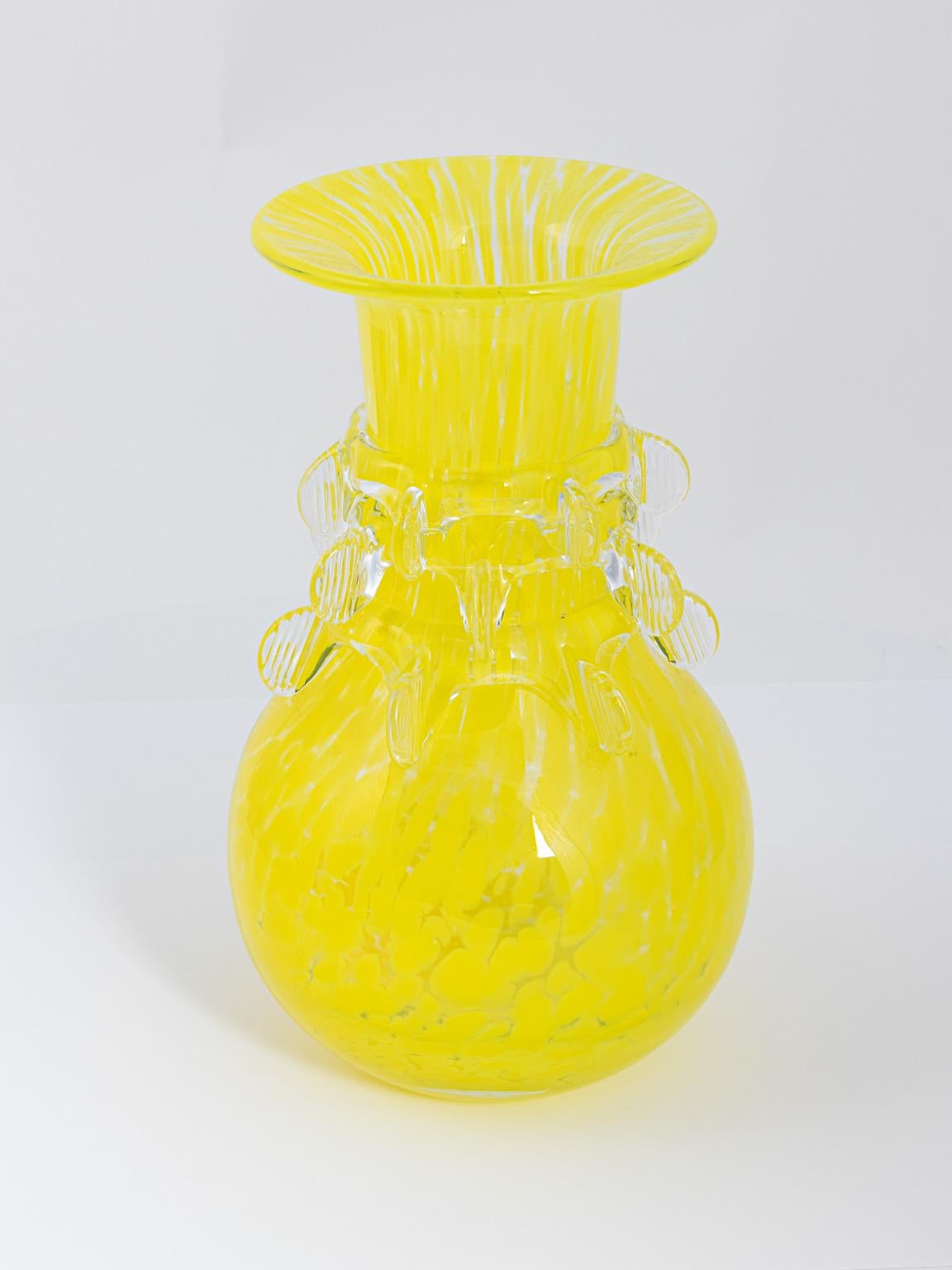 Hand Blown Yellow Glass Vase 2