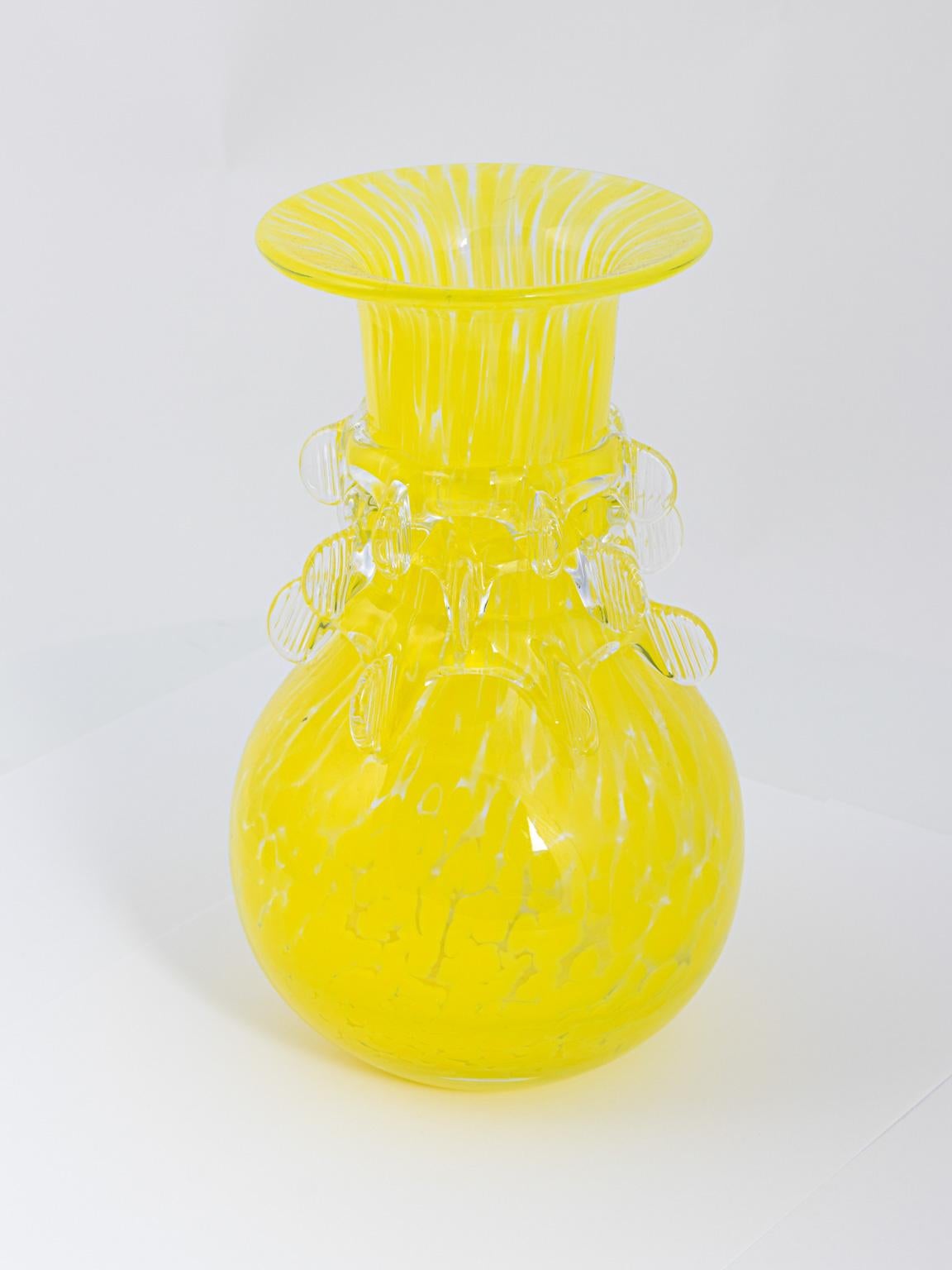 Hand Blown Yellow Glass Vase 3