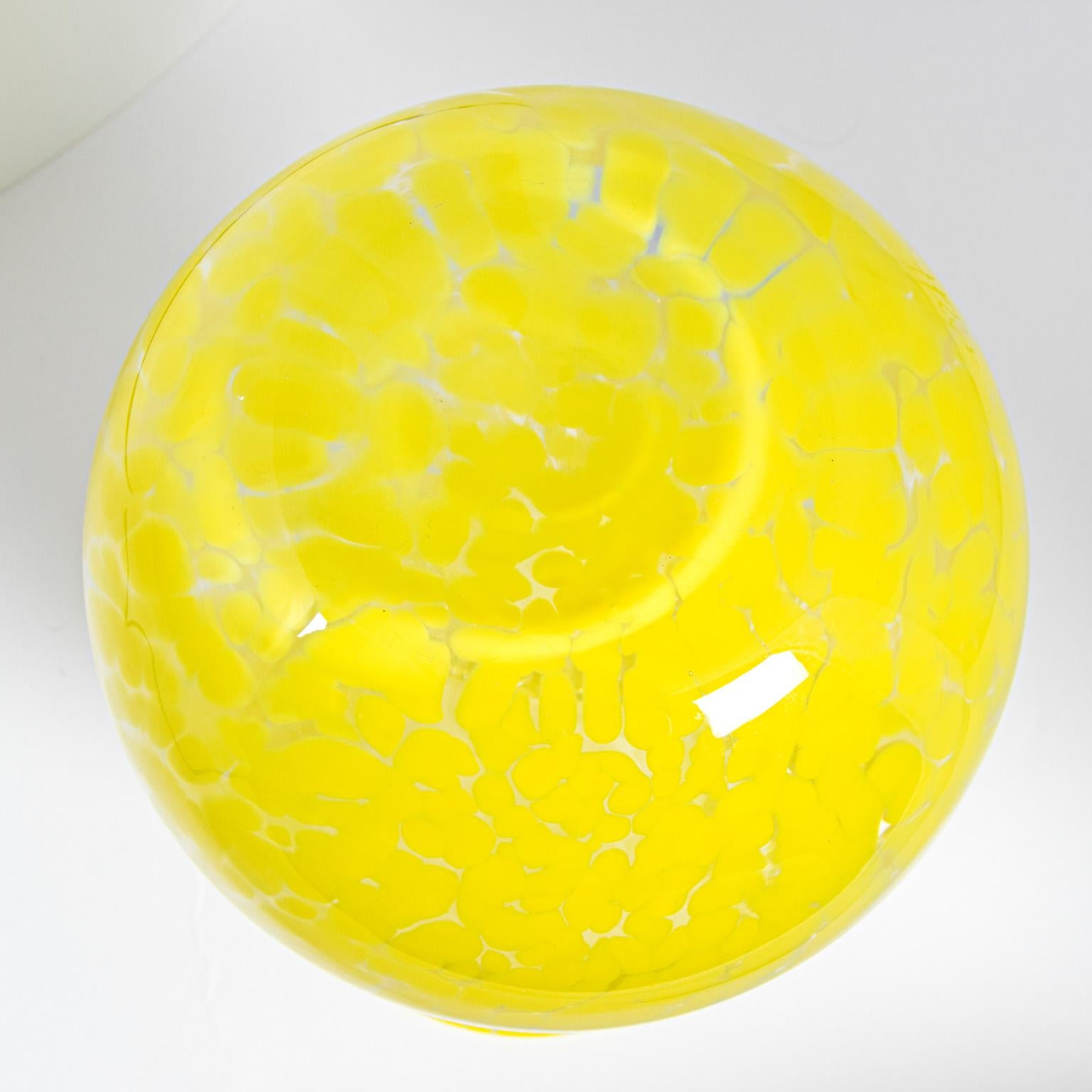 Hand blown yellow glass vase, circa 20th century. Please note of wear consistent with age.
  