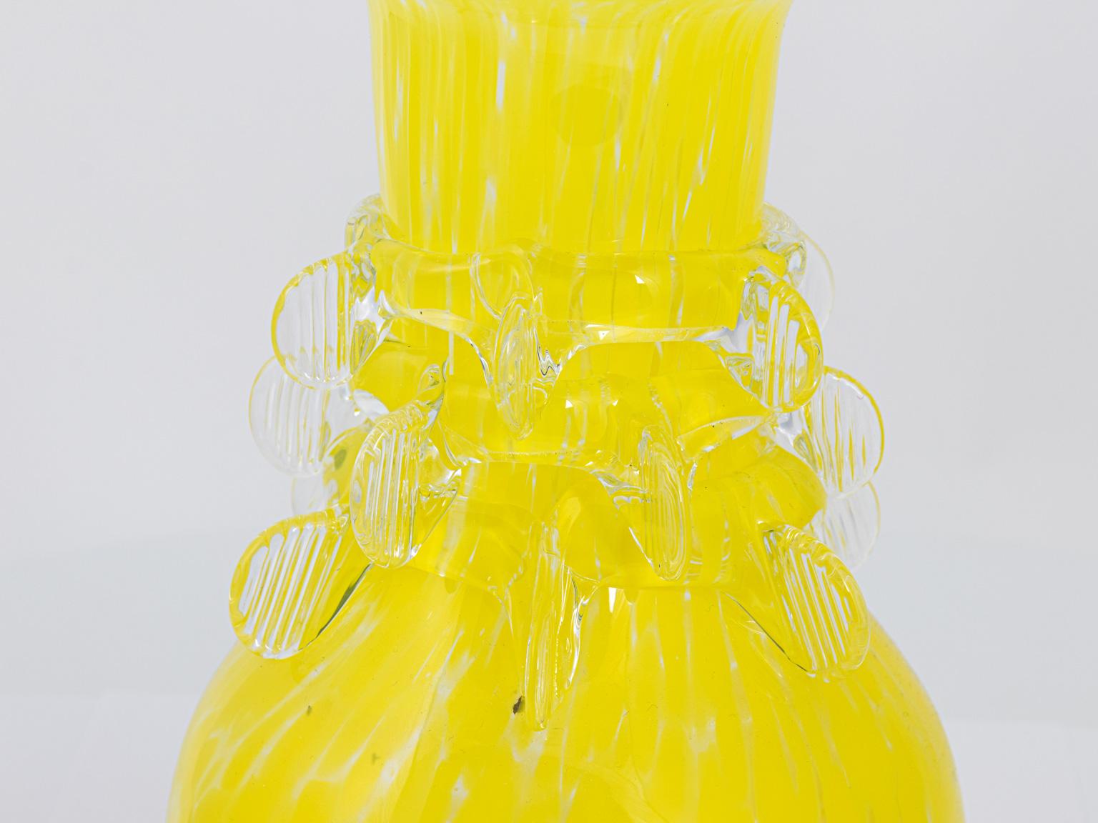 yellow blown glass vase