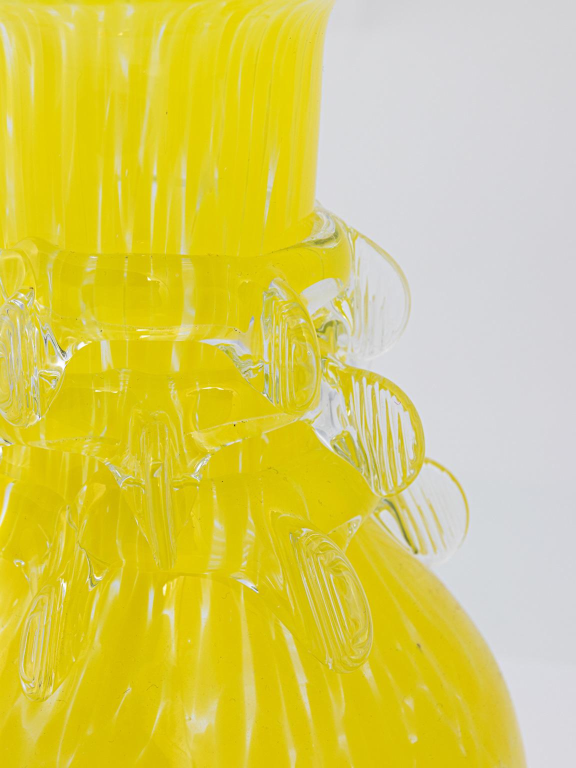 Mid-Century Modern Hand Blown Yellow Glass Vase