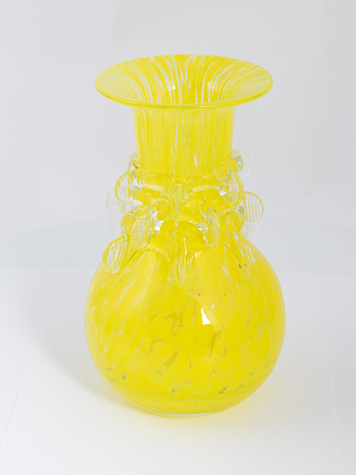 20th Century Hand Blown Yellow Glass Vase