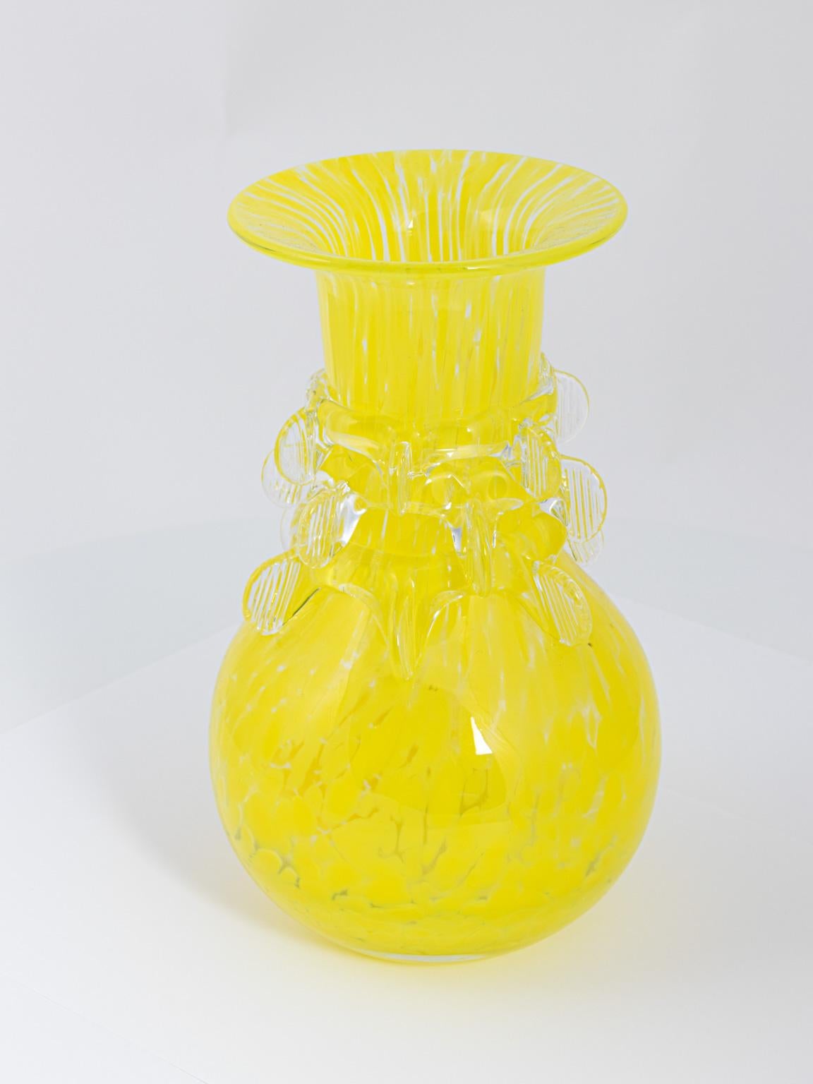 Hand Blown Yellow Glass Vase 1