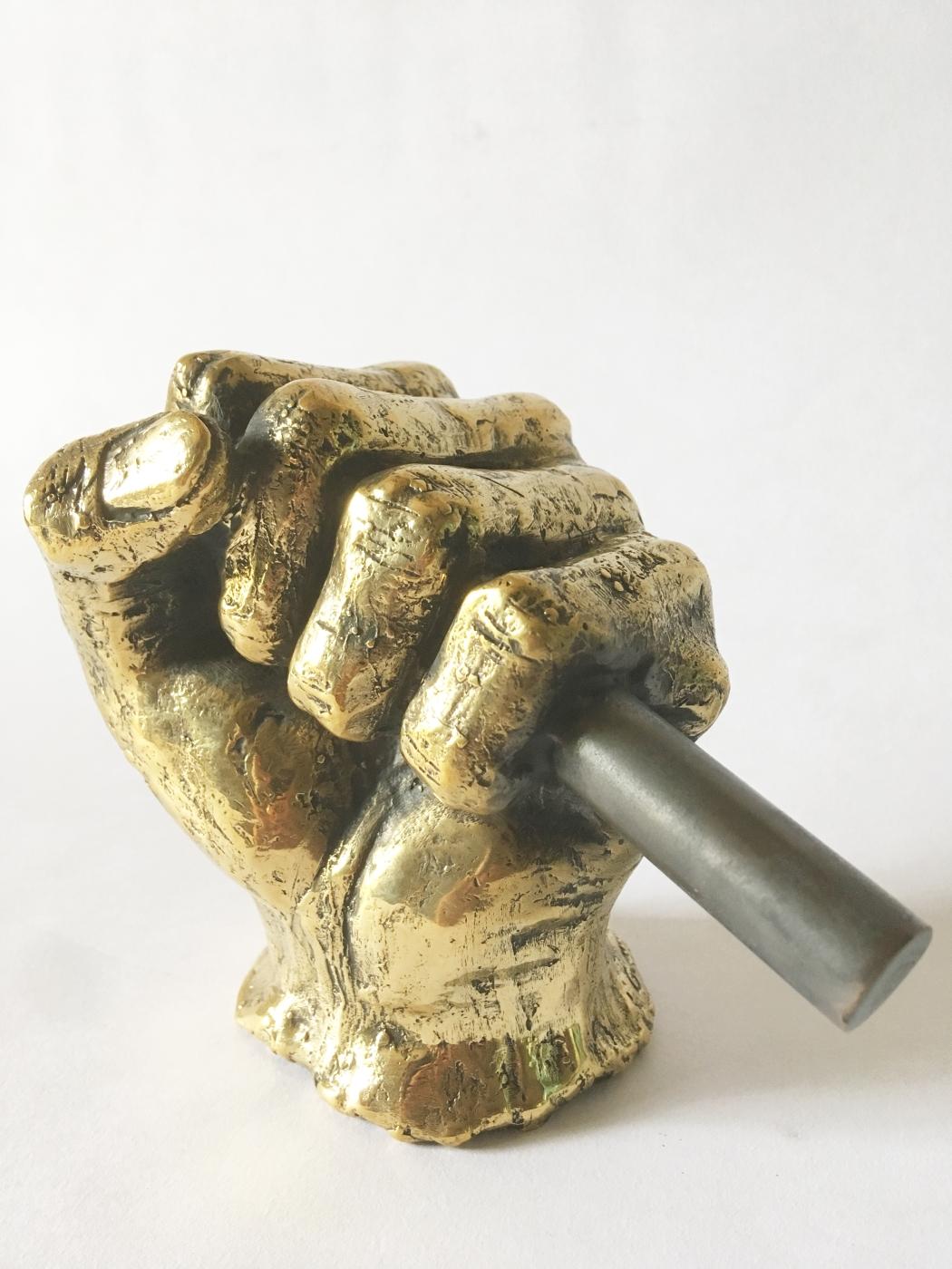 Contemporary Hand Bronze Sculpted Vase by Gustavo Dias For Sale