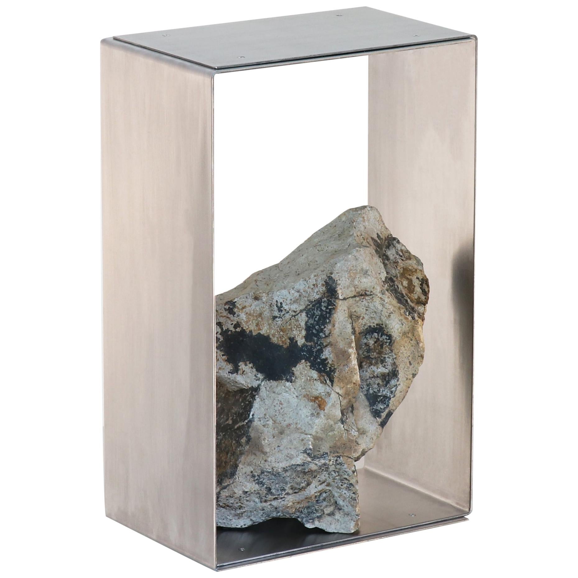 Modern Hand Brushed Brass and Granite Side Table by Batten and Kamp