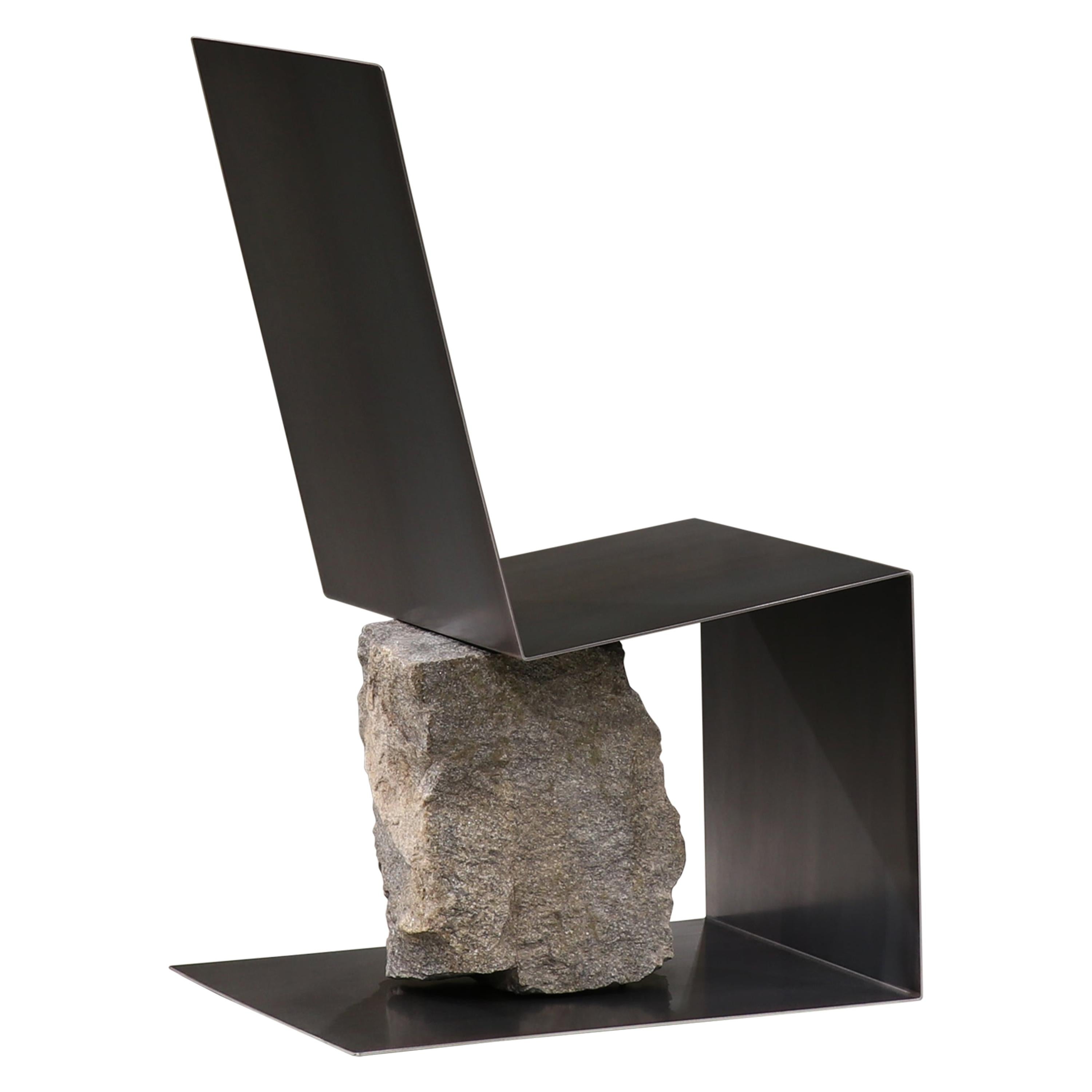 Modern Hand Brushed Brass and Stone Chair by Batten and Kamp For Sale