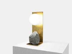 Hand Brushed Brass and Stone Table Lamp by Batten and Kamp