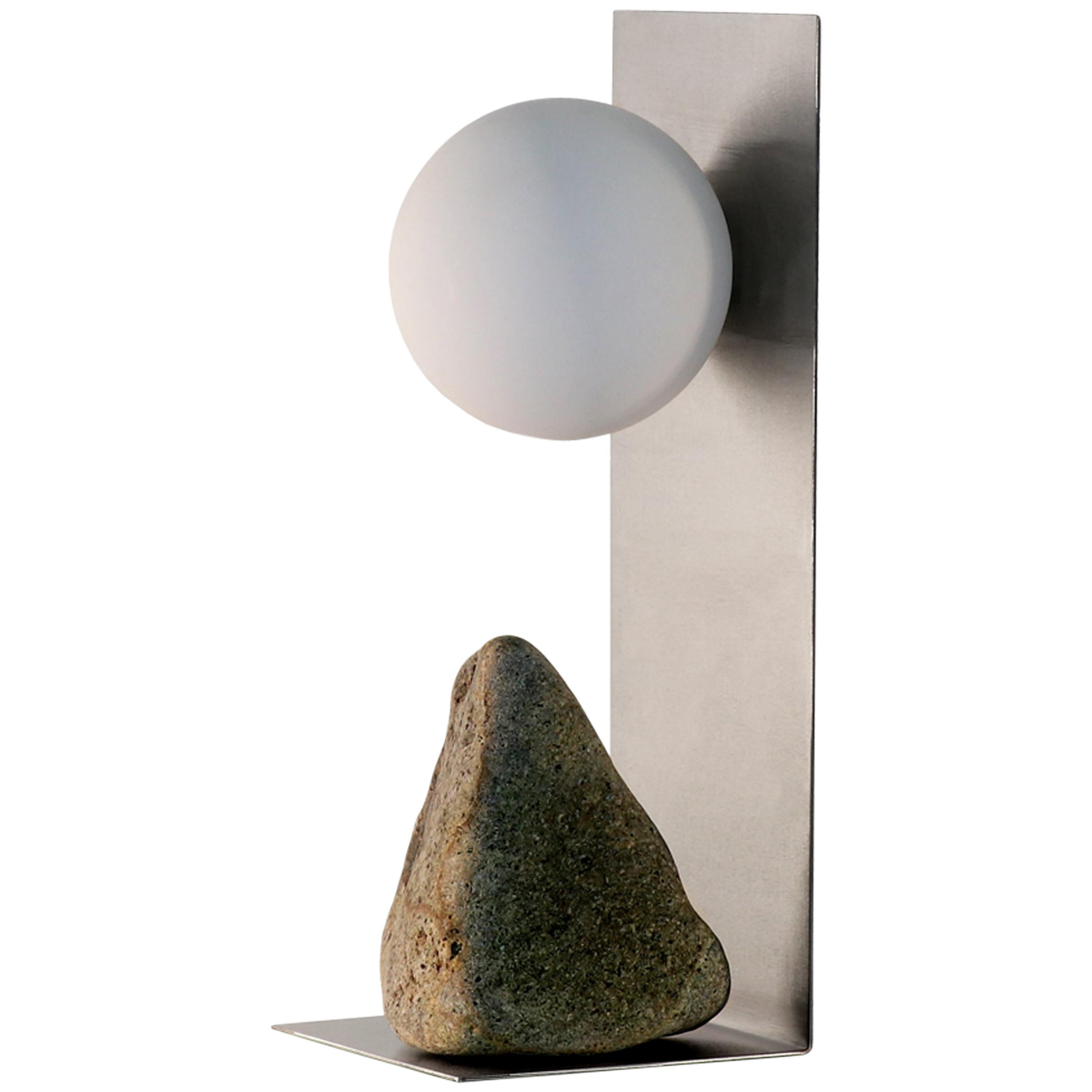 Hong Kong Hand Brushed Brass and Stone Table Lamp by Batten and Kamp For Sale