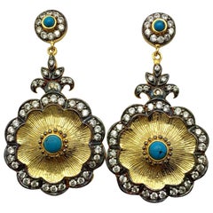 Turquoise Hand brushed Camilla Meghna Jewels Earrings
