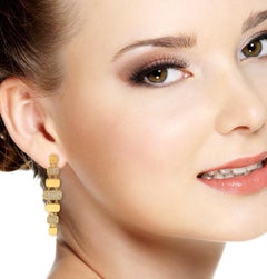 Hand Brushed Matte 18 Karat Gold Tiered Diamond Earrings