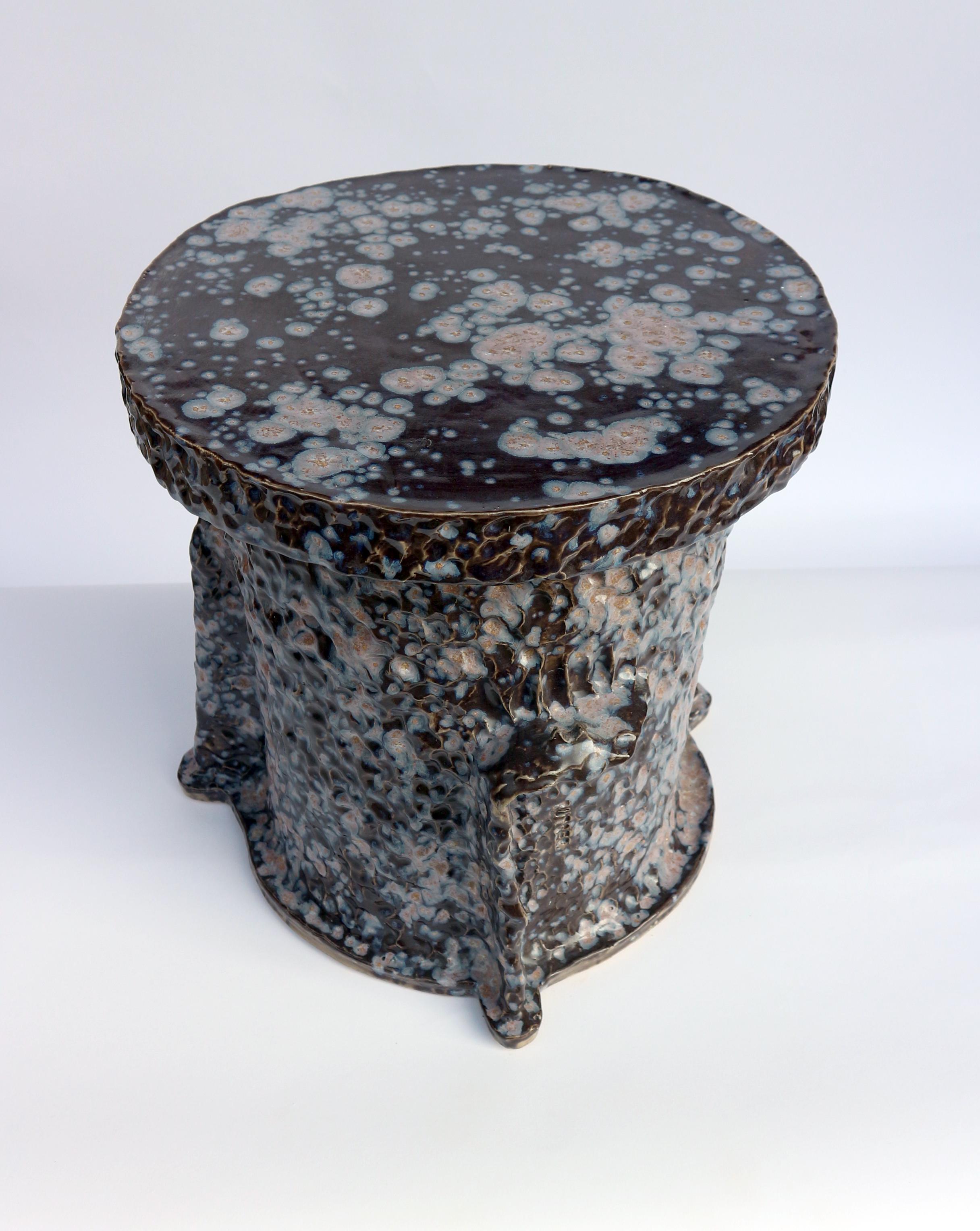 hand-build glazed ceramic side table For Sale 2