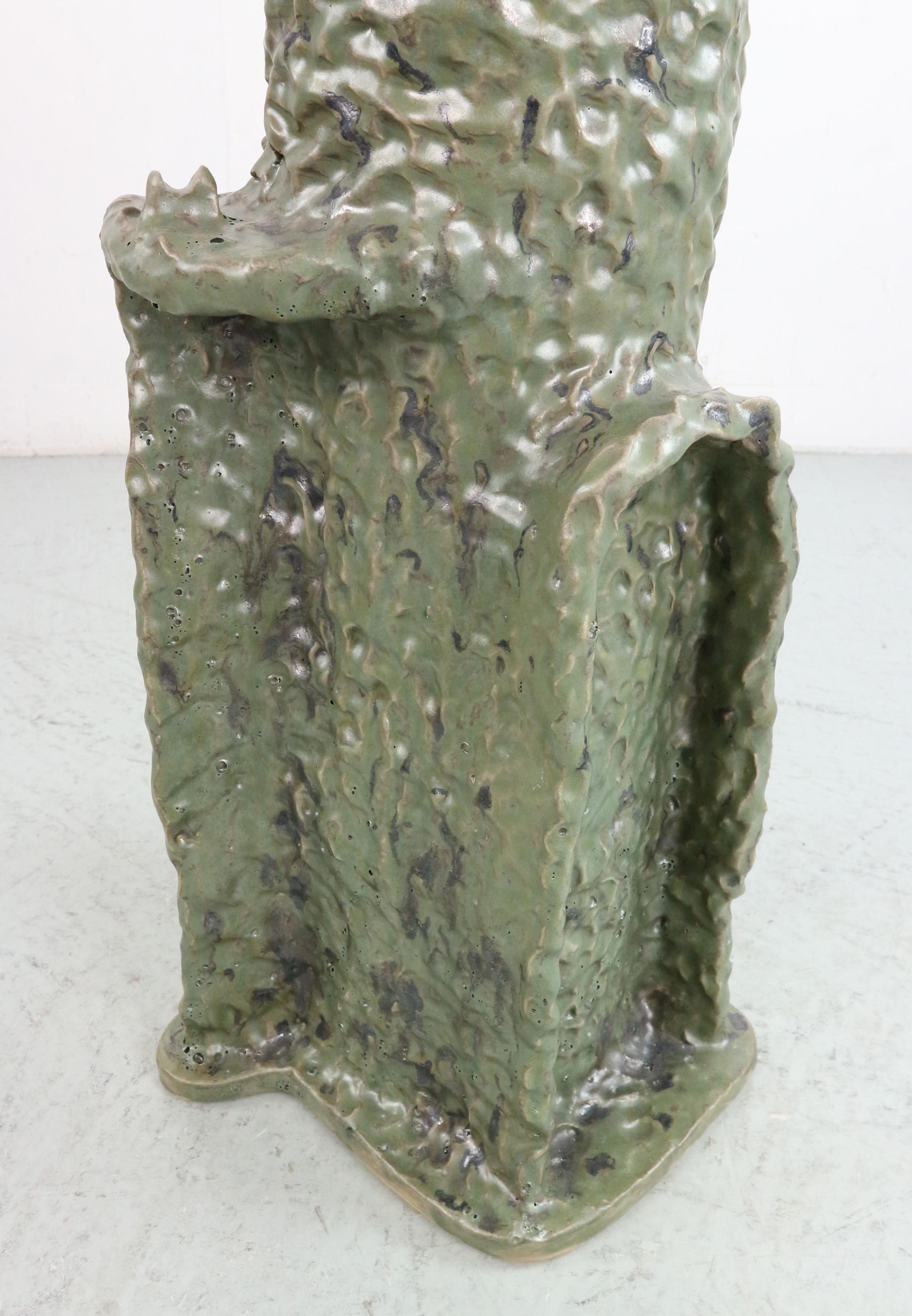 hand-build glazed ceramic tall side table For Sale 5