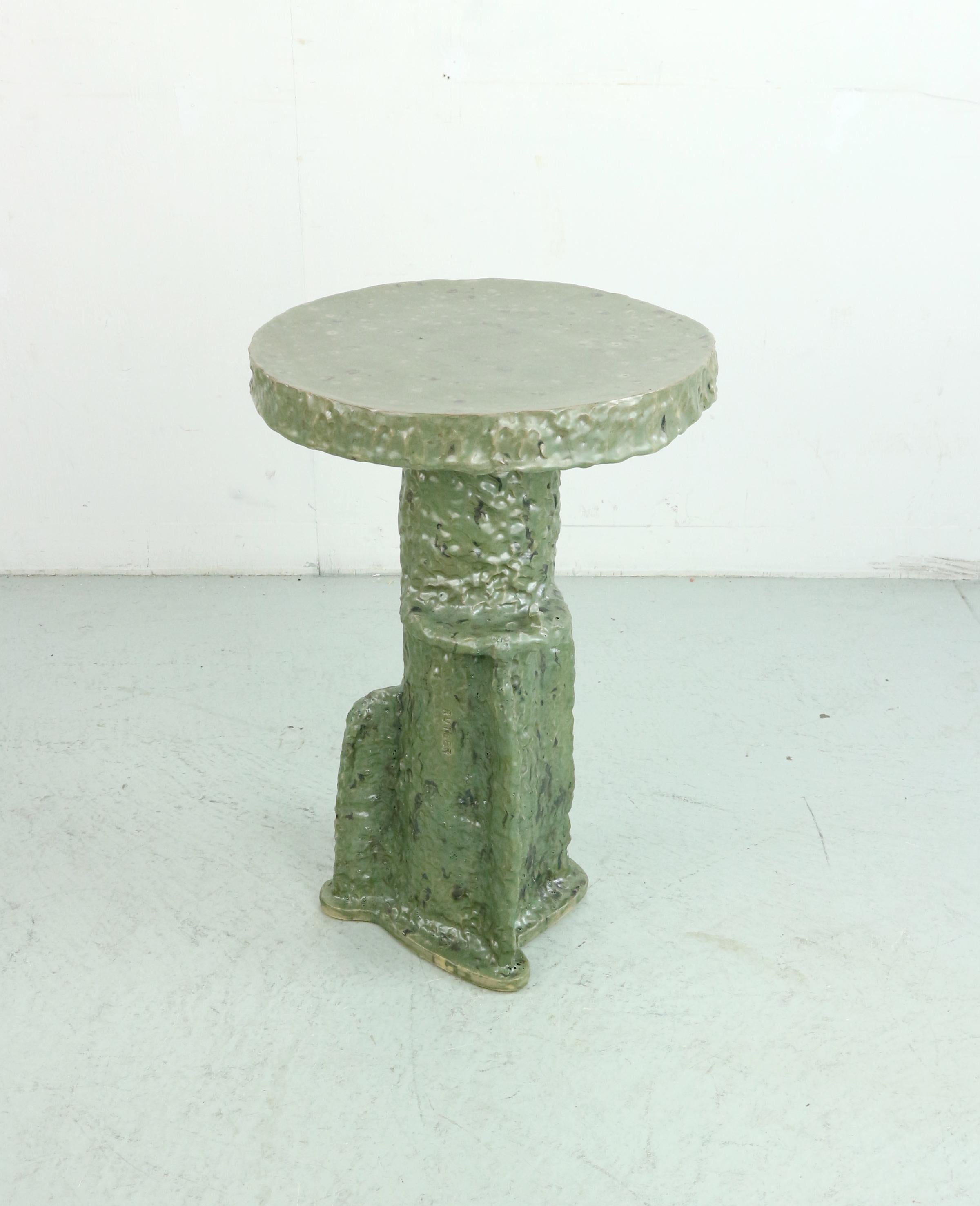hand-build glazed ceramic tall side table In New Condition For Sale In The Hague, NL