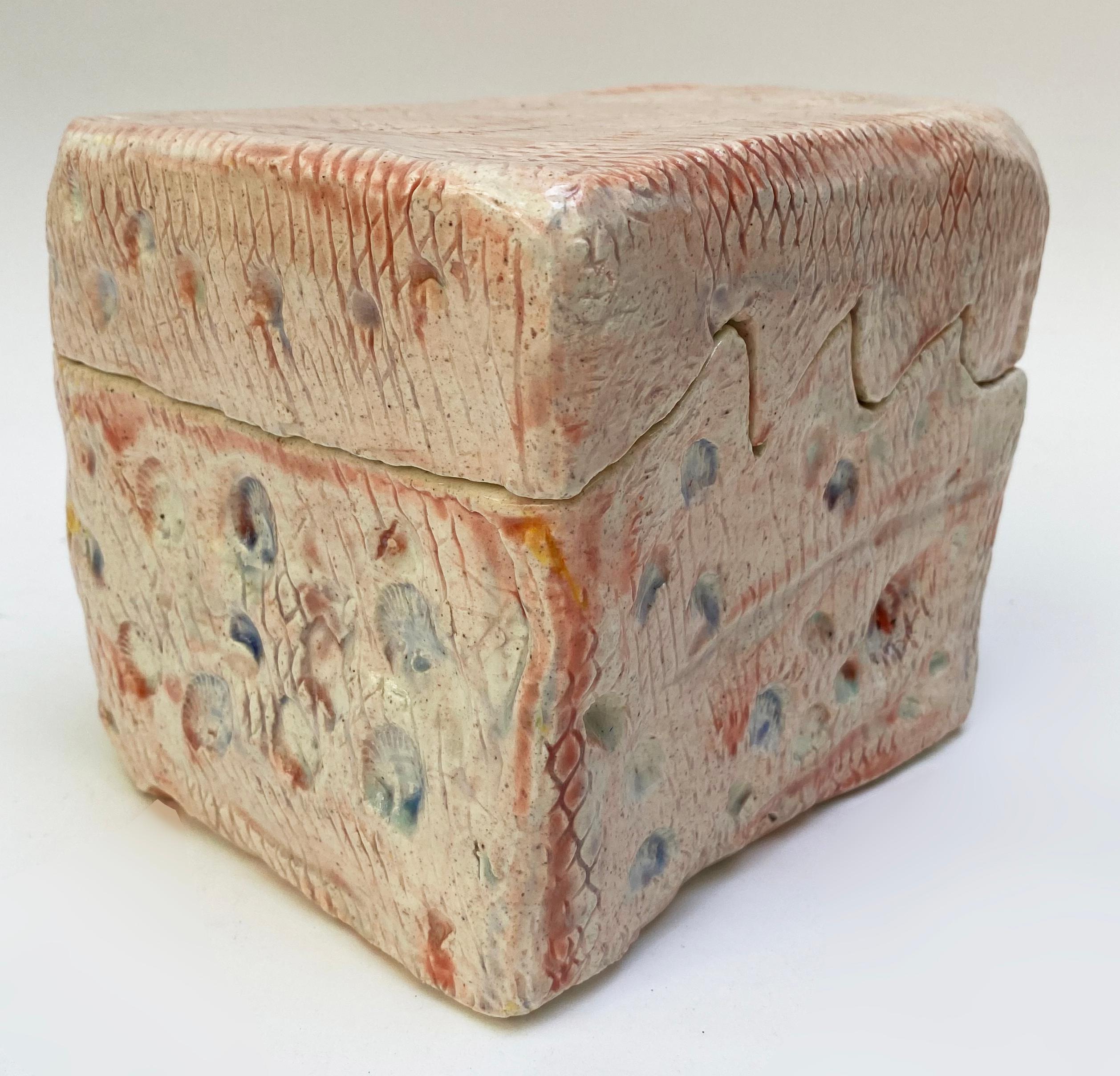 Hand-Crafted Hand Made Abstract Sculptural Glazed Ceramic Box. Fitted Lid For Sale