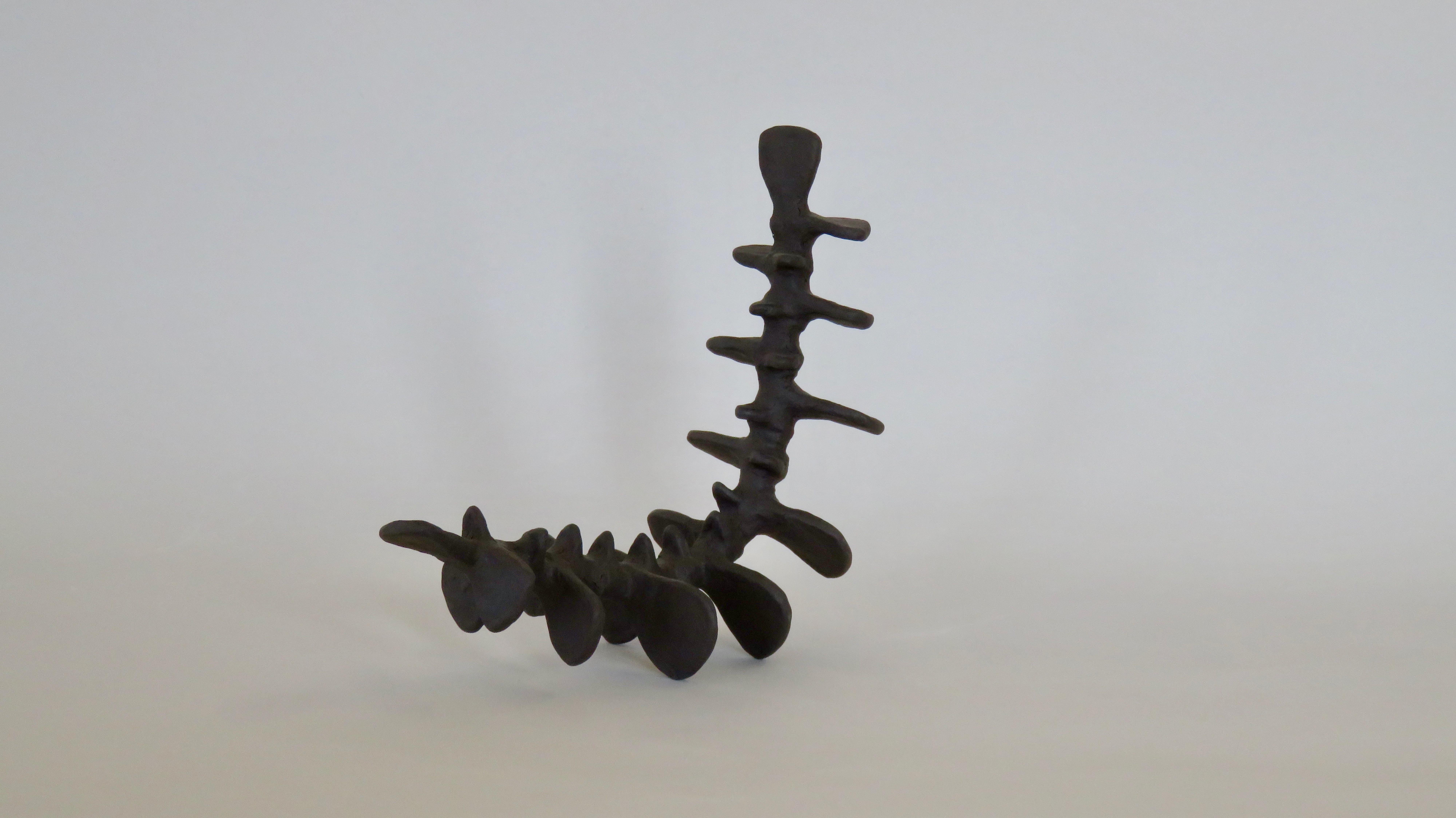 Deep Brown Spine-Like Ceramic Sculpture in Brown Stoneware, Hand Built In New Condition In New York, NY