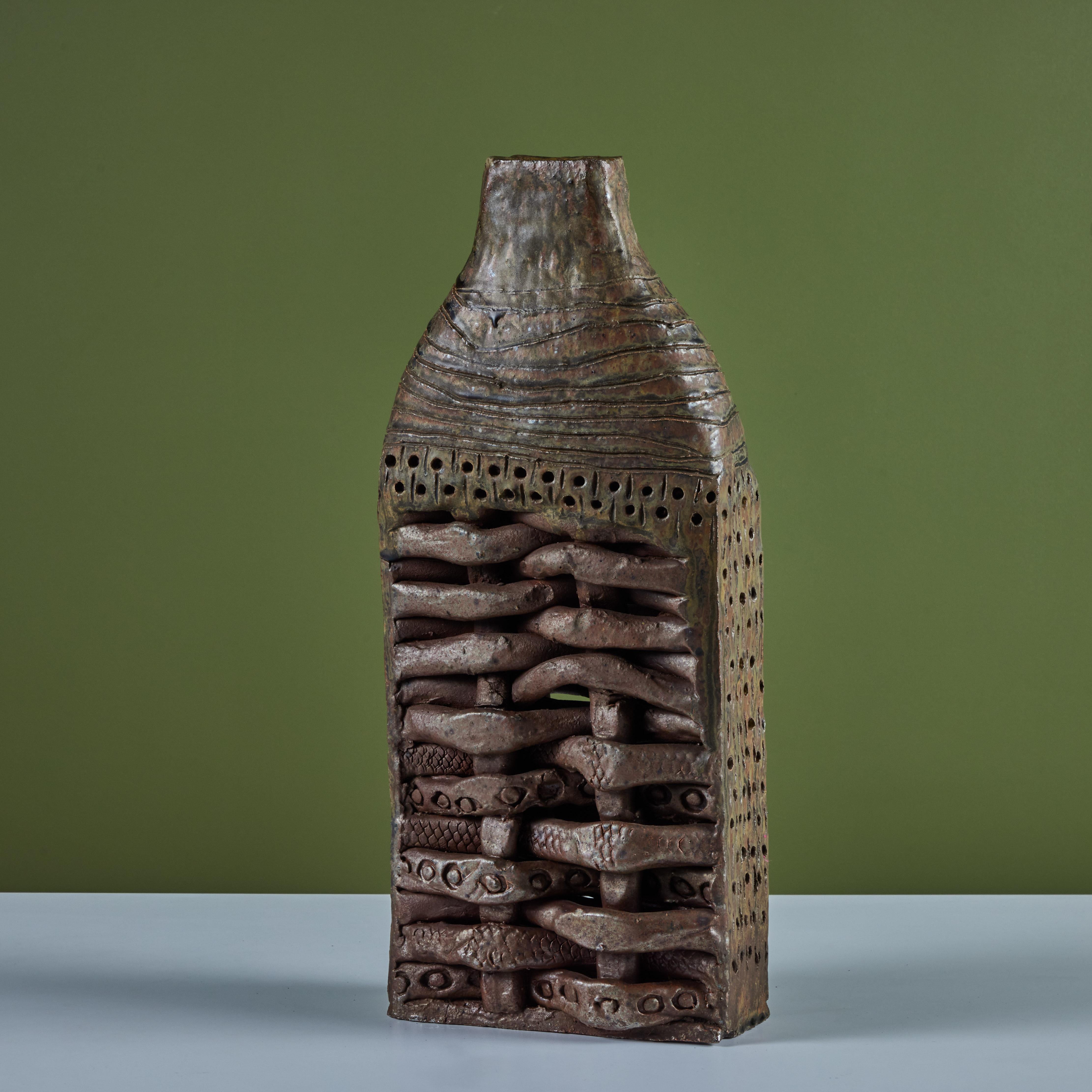 20th Century Hand Built Brutalist Japanese Ceramic Sculpture by Takao Tomono For Sale