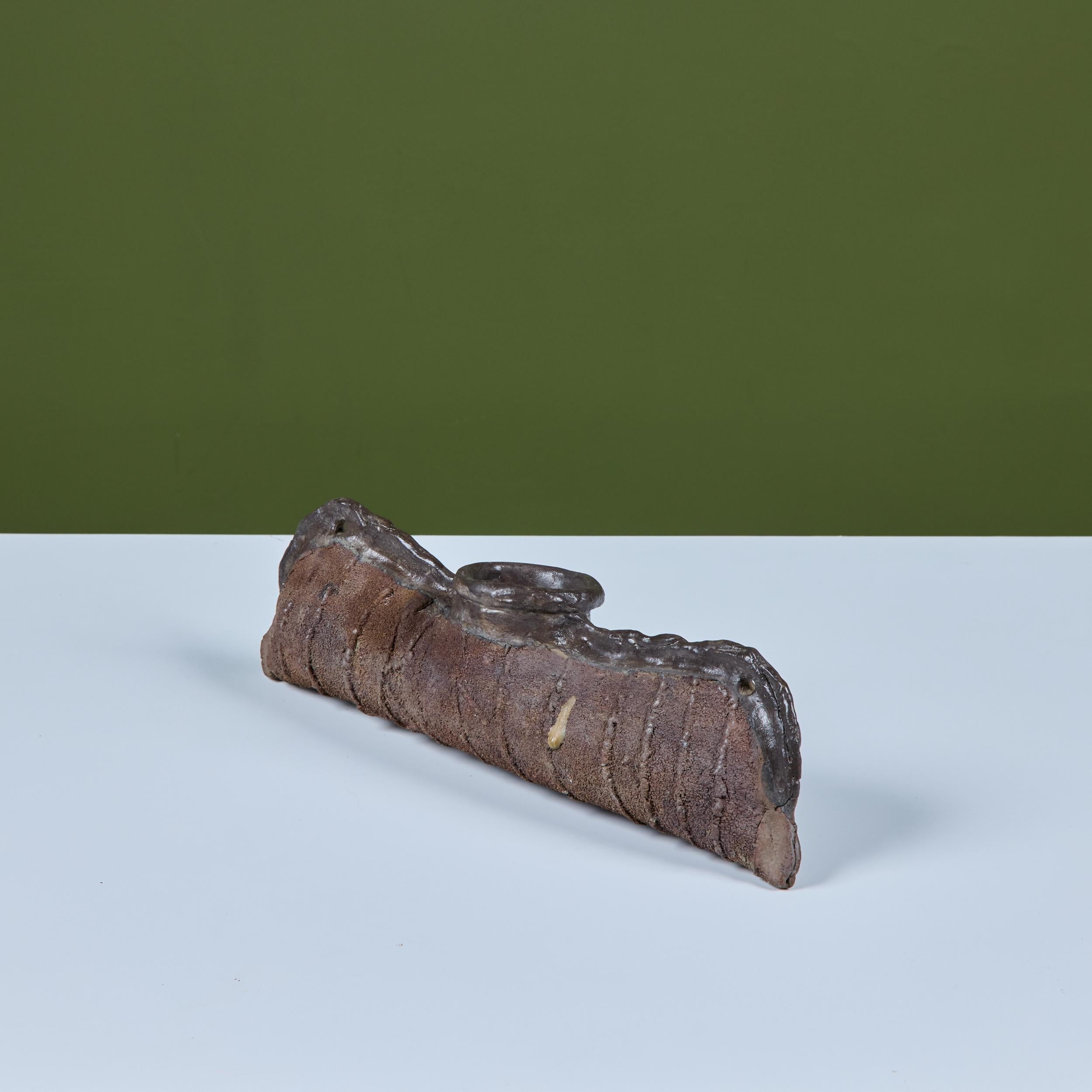 Hand Built Brutalist Japanese Ceramic Vase by Takao Tomono For Sale 5