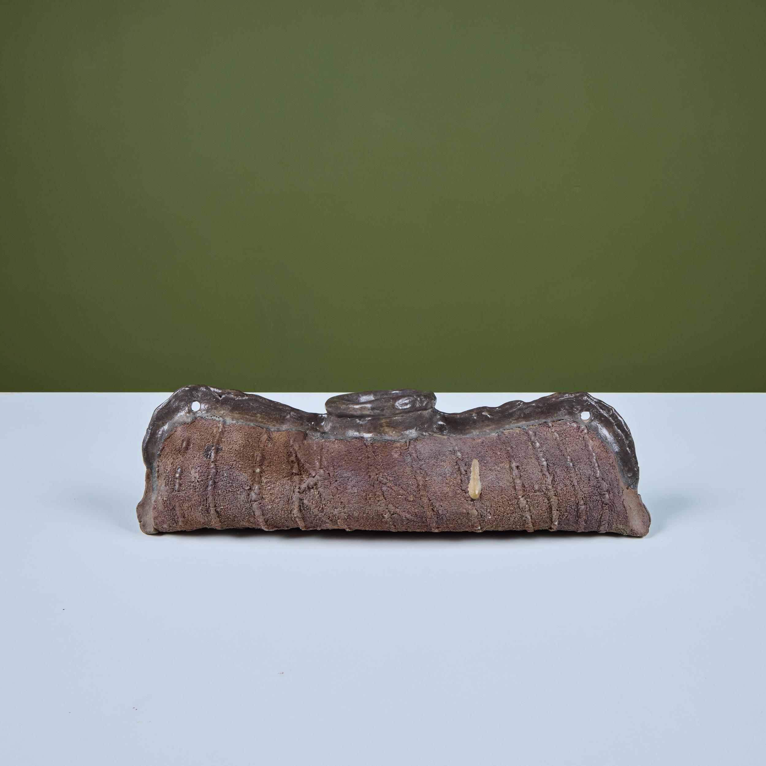 Hand Built Brutalist Japanese Ceramic Vase by Takao Tomono For Sale 6