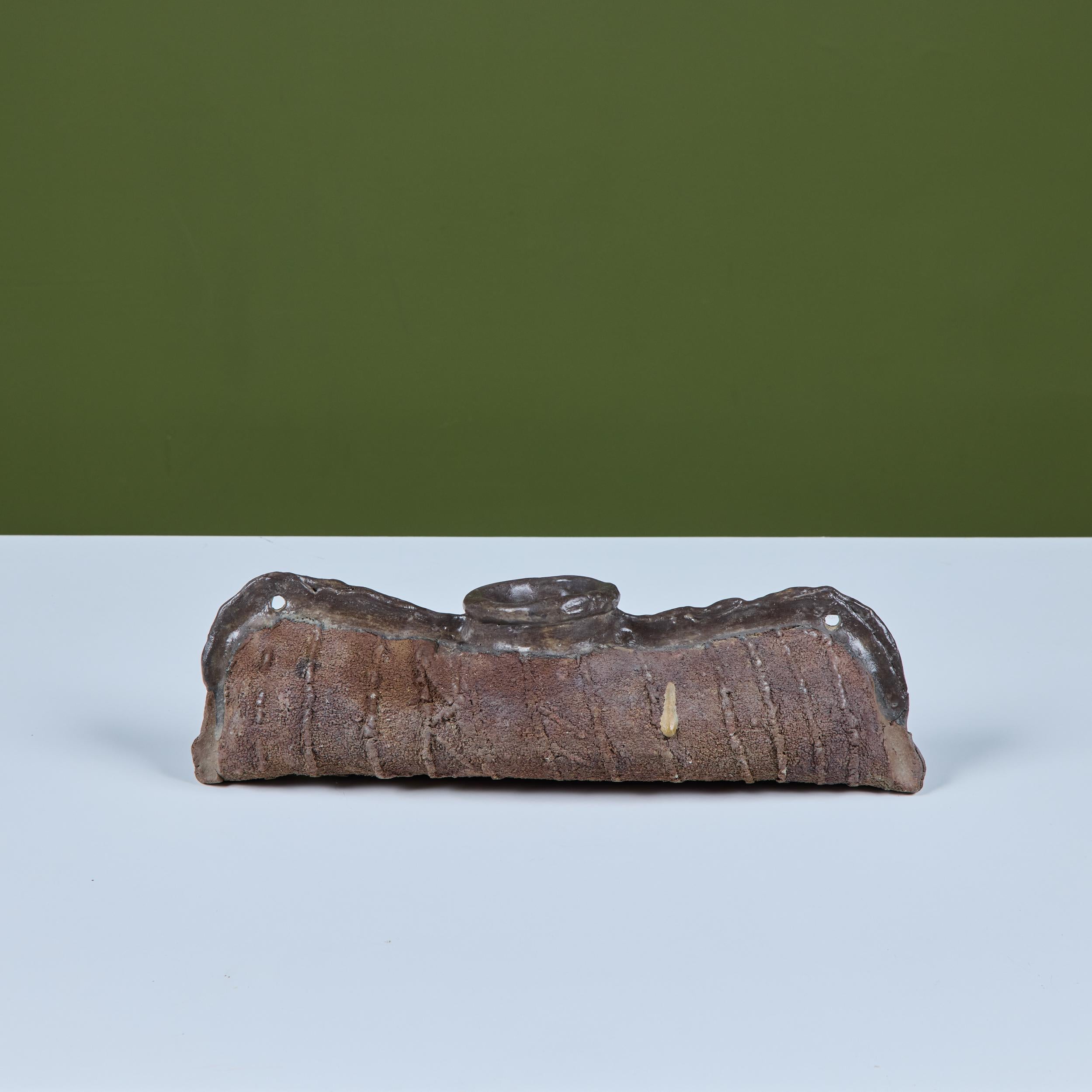 Hand-Crafted Hand Built Brutalist Japanese Ceramic Vase by Takao Tomono For Sale