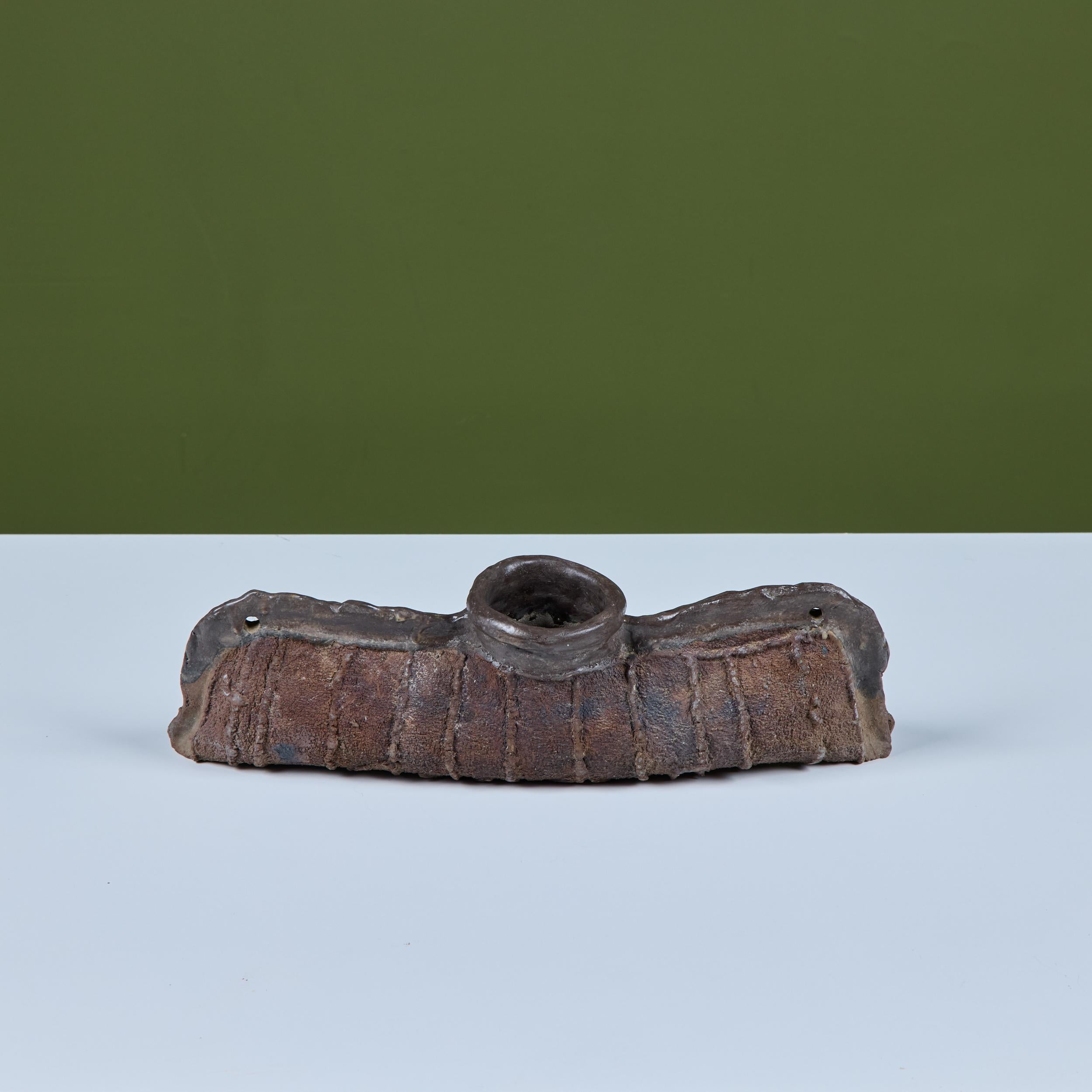 Hand Built Brutalist Japanese Ceramic Vase by Takao Tomono For Sale 2
