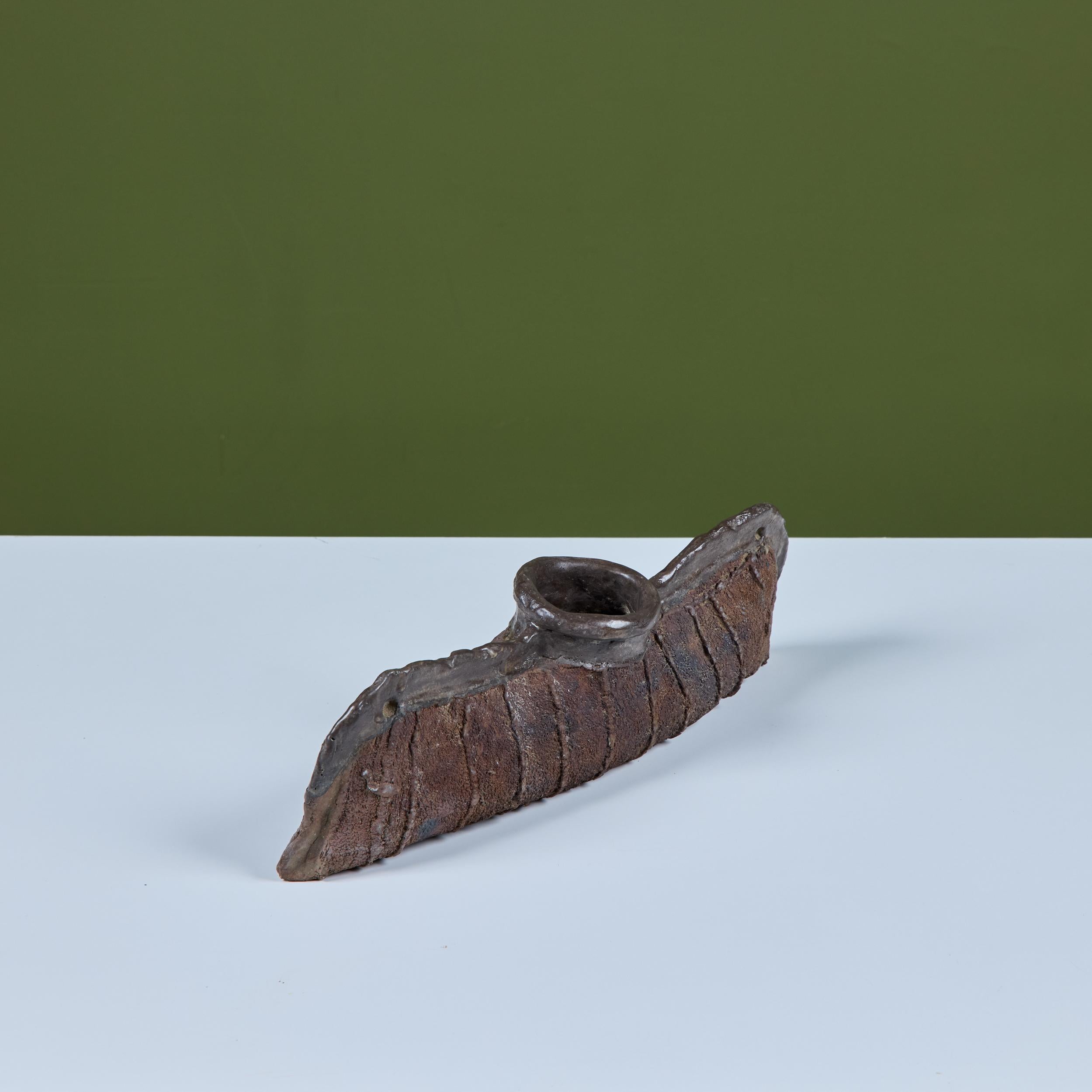 Hand Built Brutalist Japanese Ceramic Vase by Takao Tomono For Sale 3