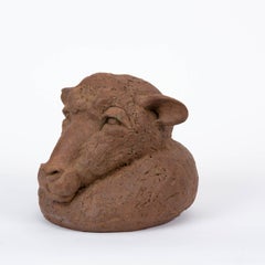 Hand Built Ceramic Bust of a Sheep