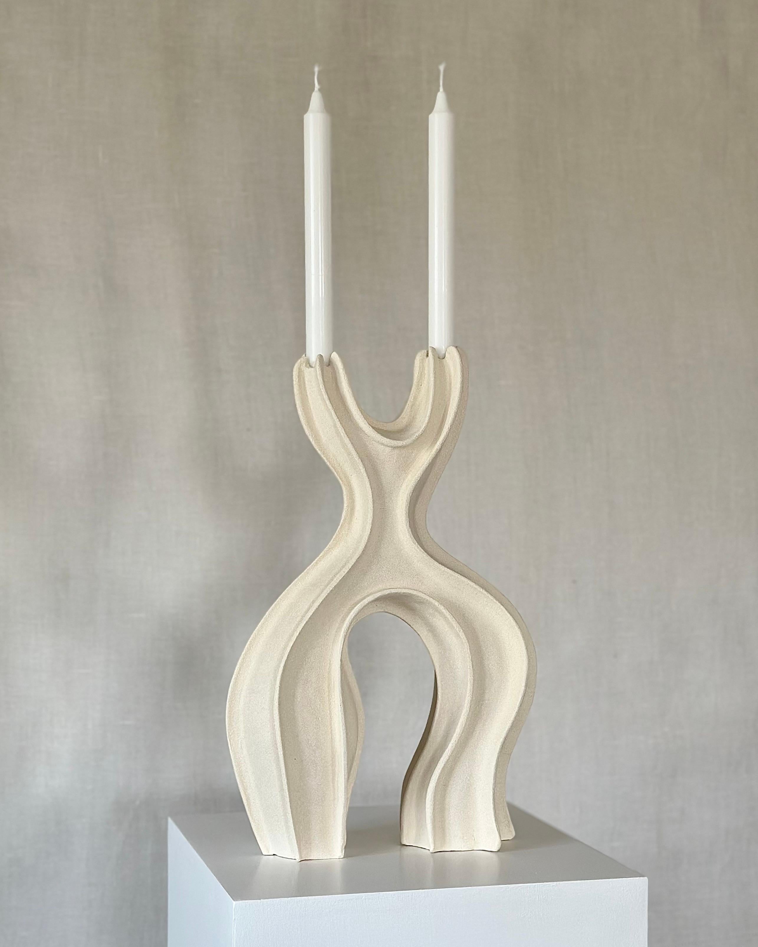 Hand-Crafted Hand built ceramic candleholder by Norwegian artist Jossolini For Sale