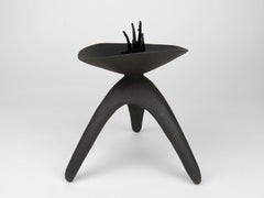 Hand Built Ceramic Challis Sculpture in Matte Black With Glazed "Black Flame"