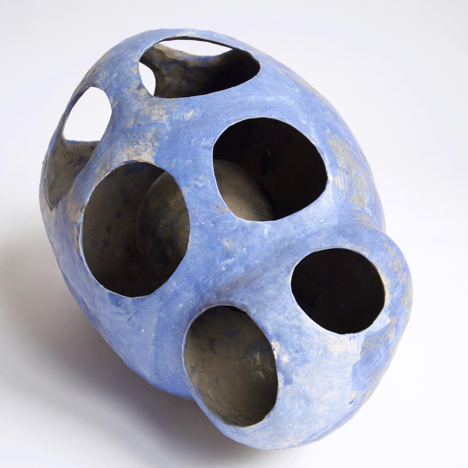 Hand-Built Ceramic Contemporary Sculpture in Cobalt Blue Oxide by Yuko Nishikawa 5