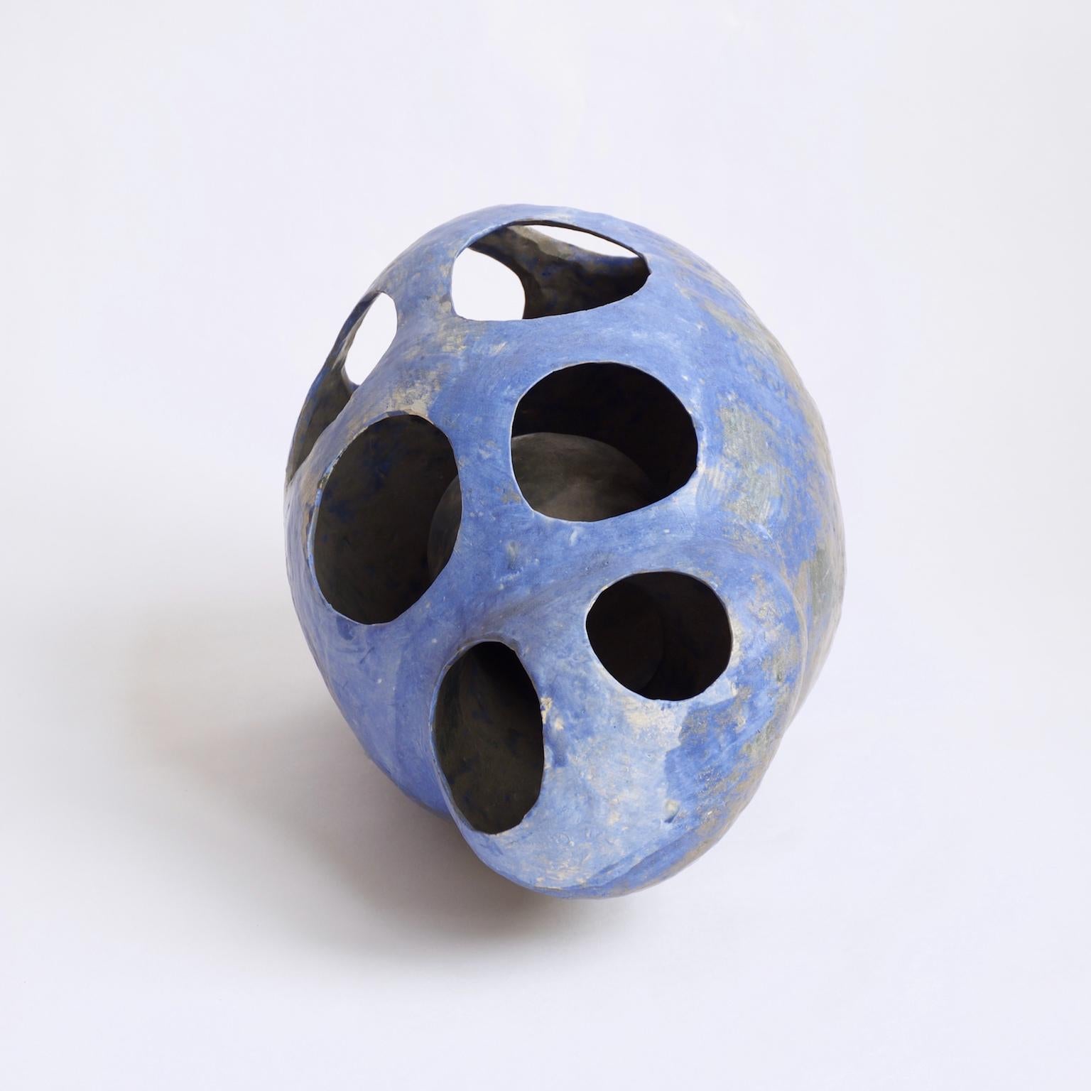 Hand-Built Ceramic Contemporary Sculpture in Cobalt Blue Oxide by Yuko Nishikawa In New Condition In Brooklyn, NY