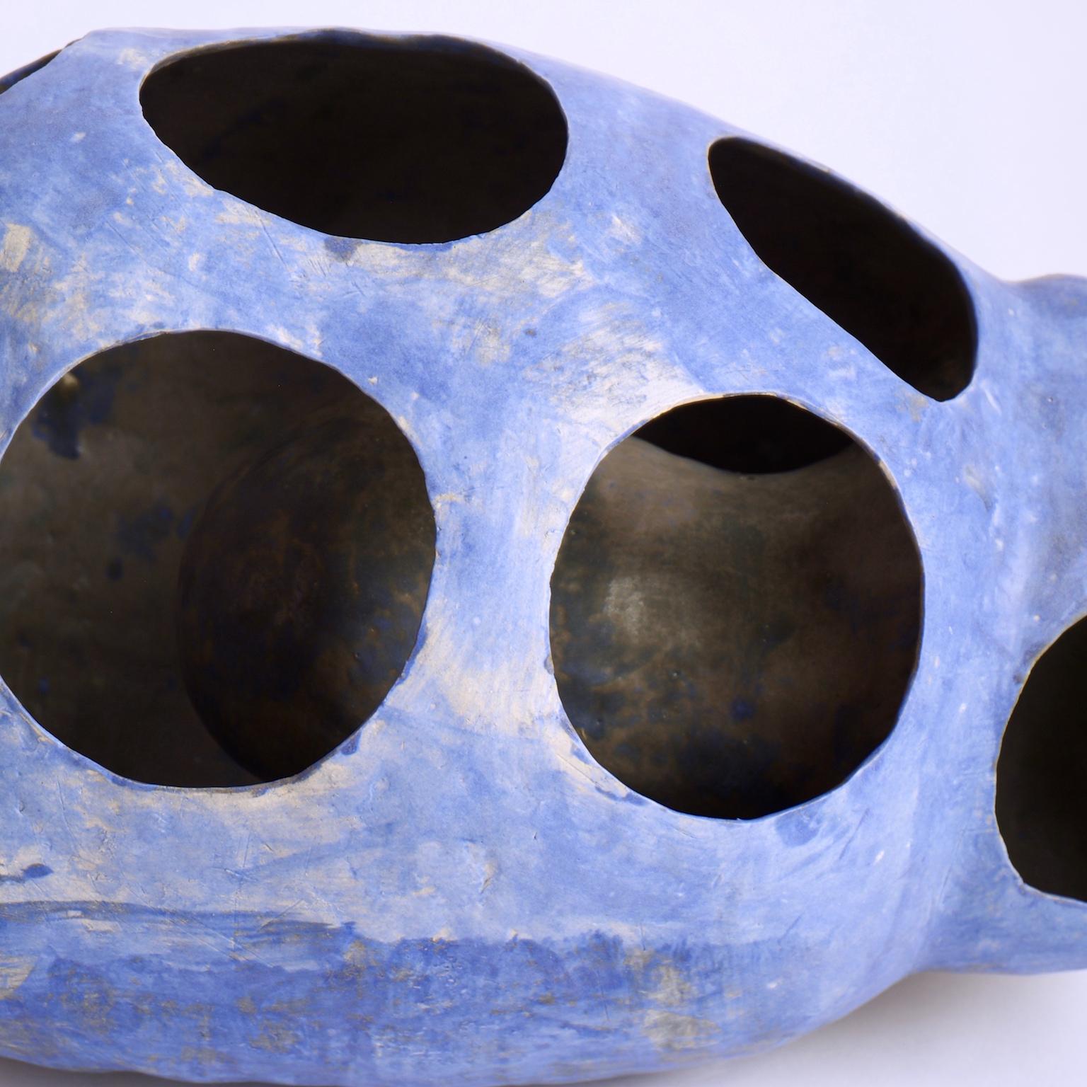 Hand-Built Ceramic Contemporary Sculpture in Cobalt Blue Oxide by Yuko Nishikawa 1