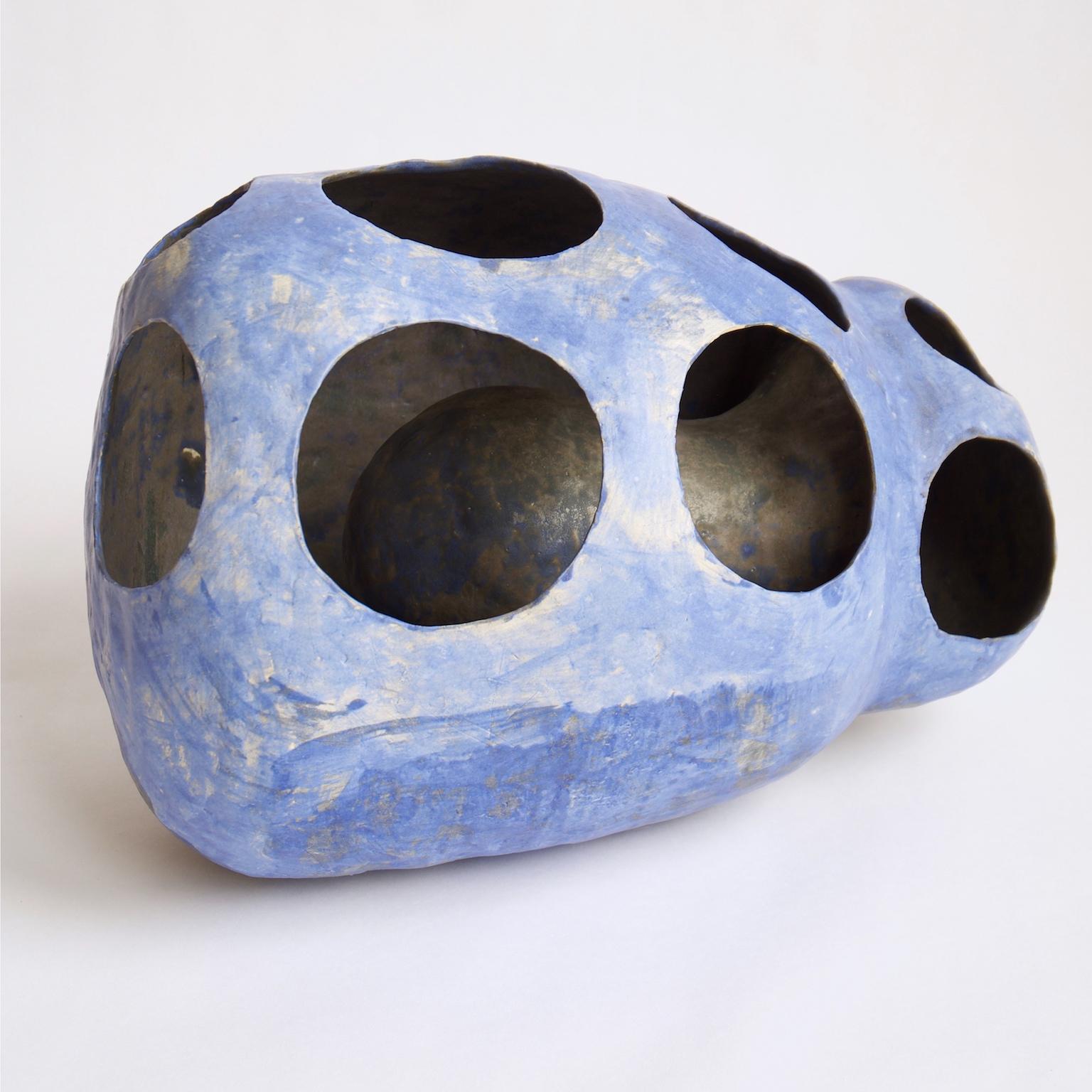 Hand-Built Ceramic Contemporary Sculpture in Cobalt Blue Oxide by Yuko Nishikawa 2