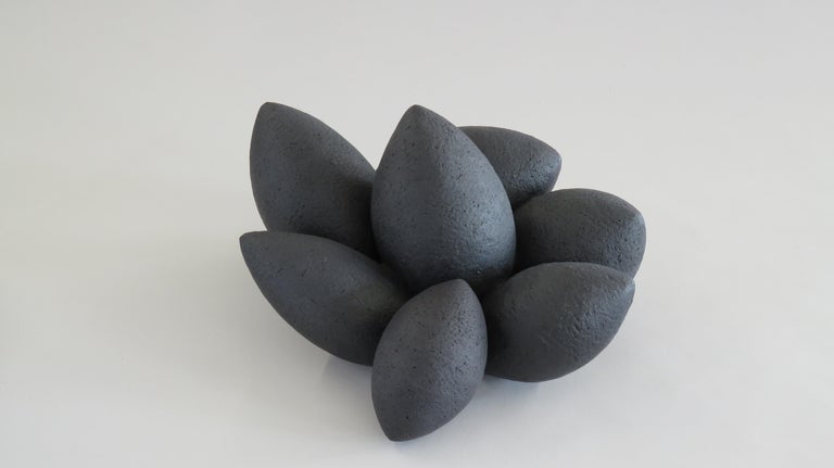 Handbuilt Ceramic Sculpture, Pod Composite 'Black Coal' in Matte Black  In New Condition In New York, NY