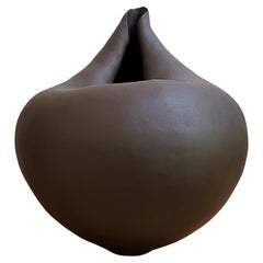 Hand-Built Ceramic Sculpture in Black Stoneware - Blossom II