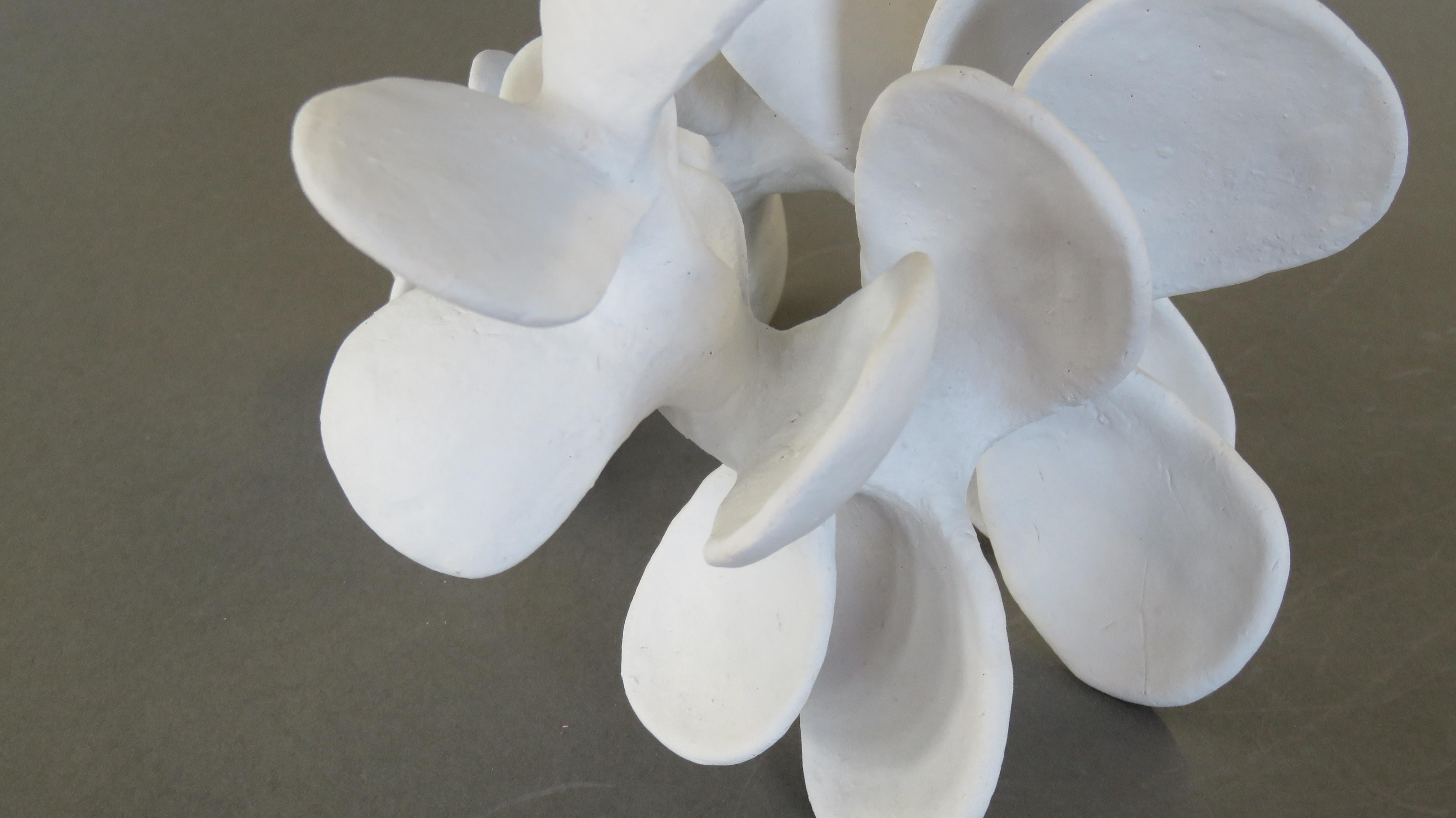 Hand-Built Ceramic Sculpture, Vertebrae With Powder White Petals 5