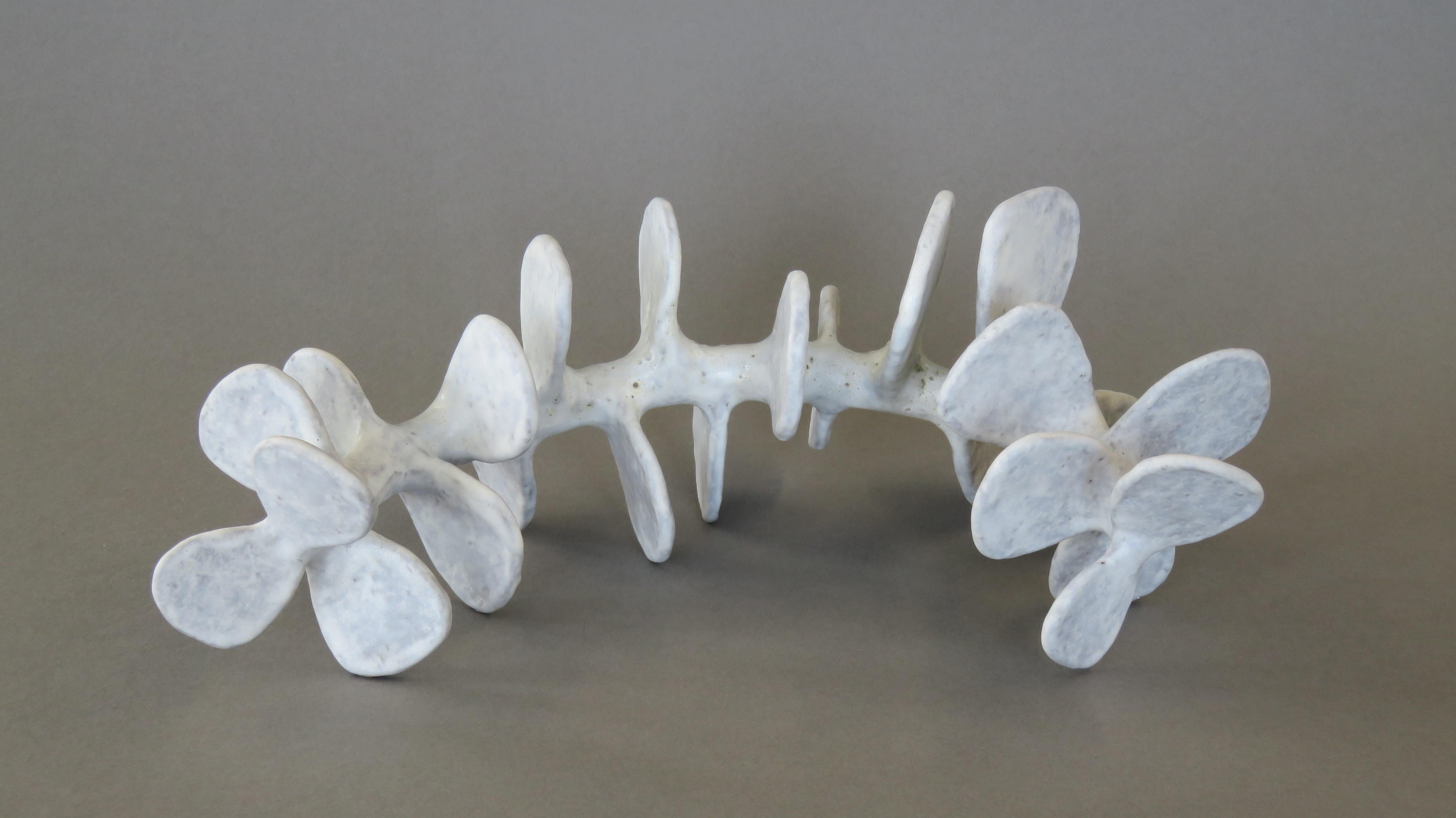 Handbuilt Ceramic Sculpture, Standing Skeletal Spine in Soft White Glaze 7