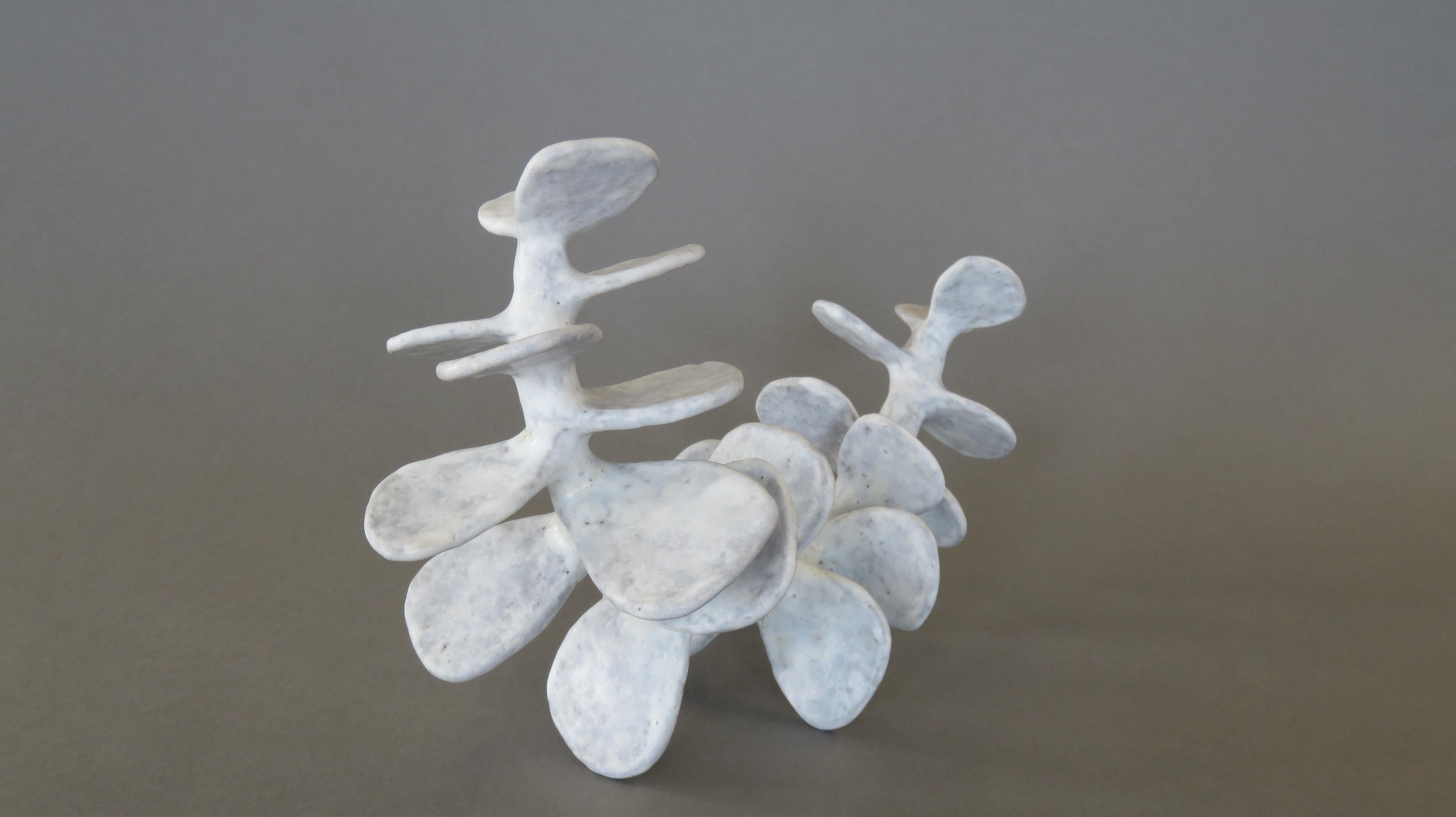 Handbuilt Ceramic Sculpture, Standing Skeletal Spine in Soft White Glaze 2