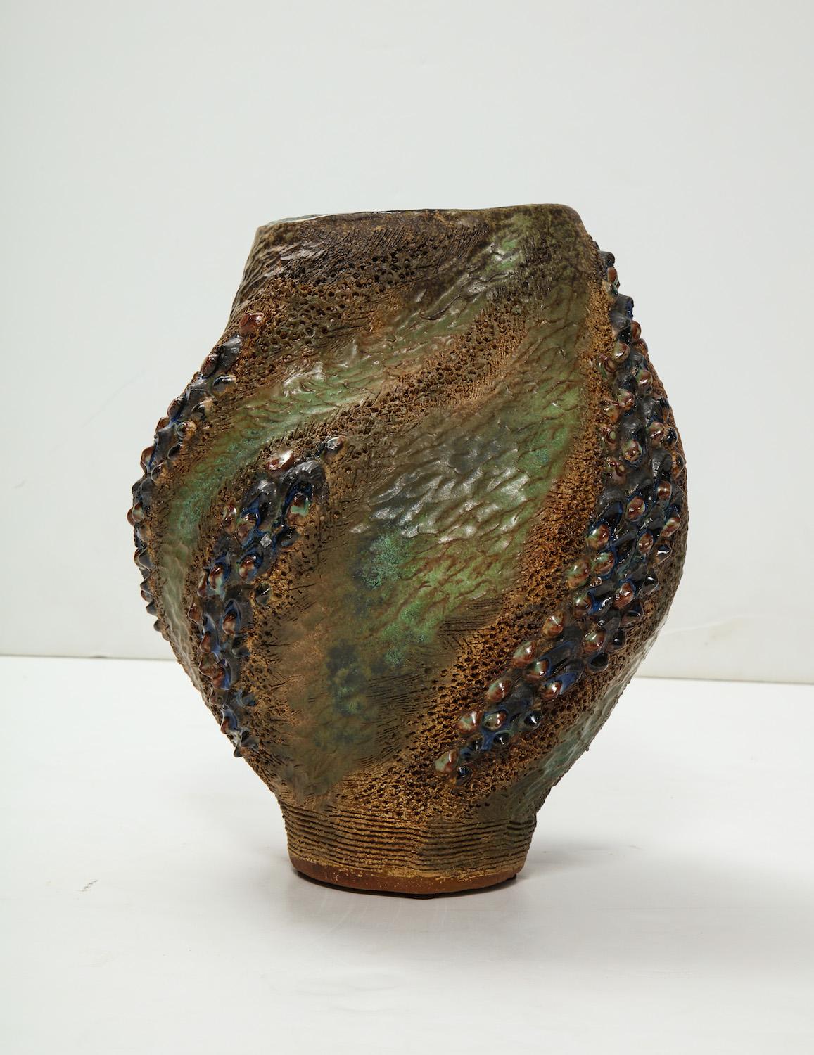 American Hand-Built Ceramic Vase by Dena Zemsky For Sale