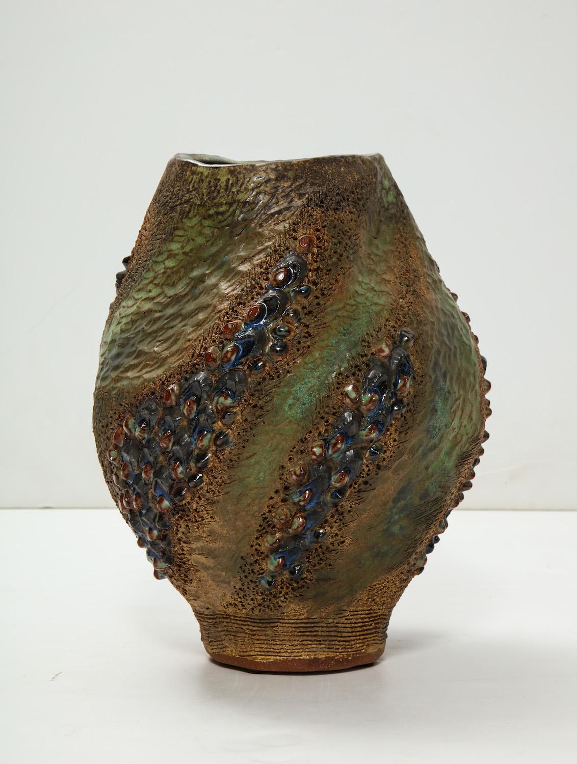 Hand-Built Ceramic Vase by Dena Zemsky In Excellent Condition For Sale In New York, NY