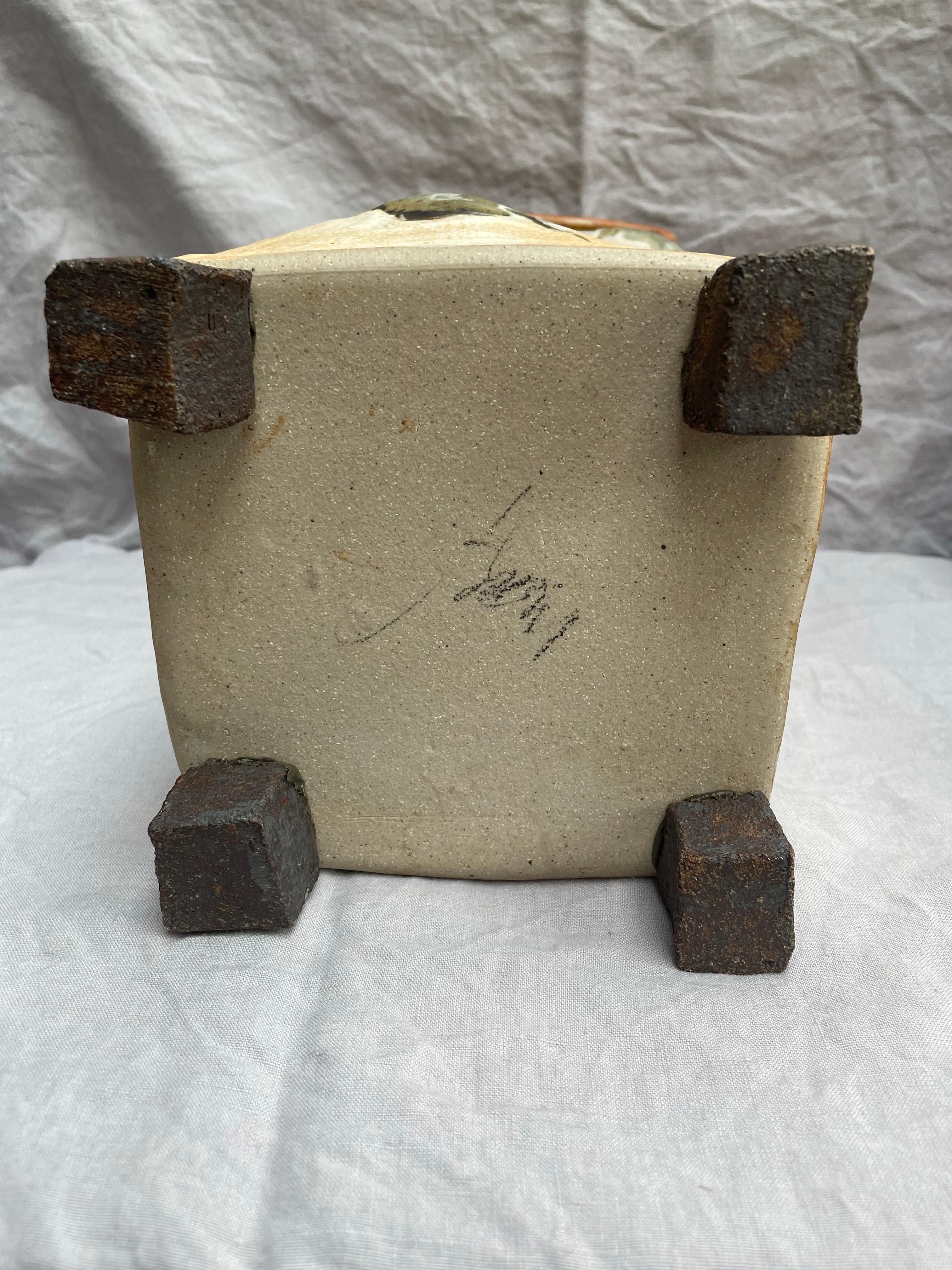 Handgefertigte Keramikvase mit abstrakten Glasurakzenten, Studio Nord-Michigan (amerikanisch) im Angebot
