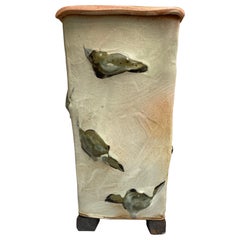 Hand-Built Ceramic Vase with Abstract Glaze Accents, Northern Michigan Studio