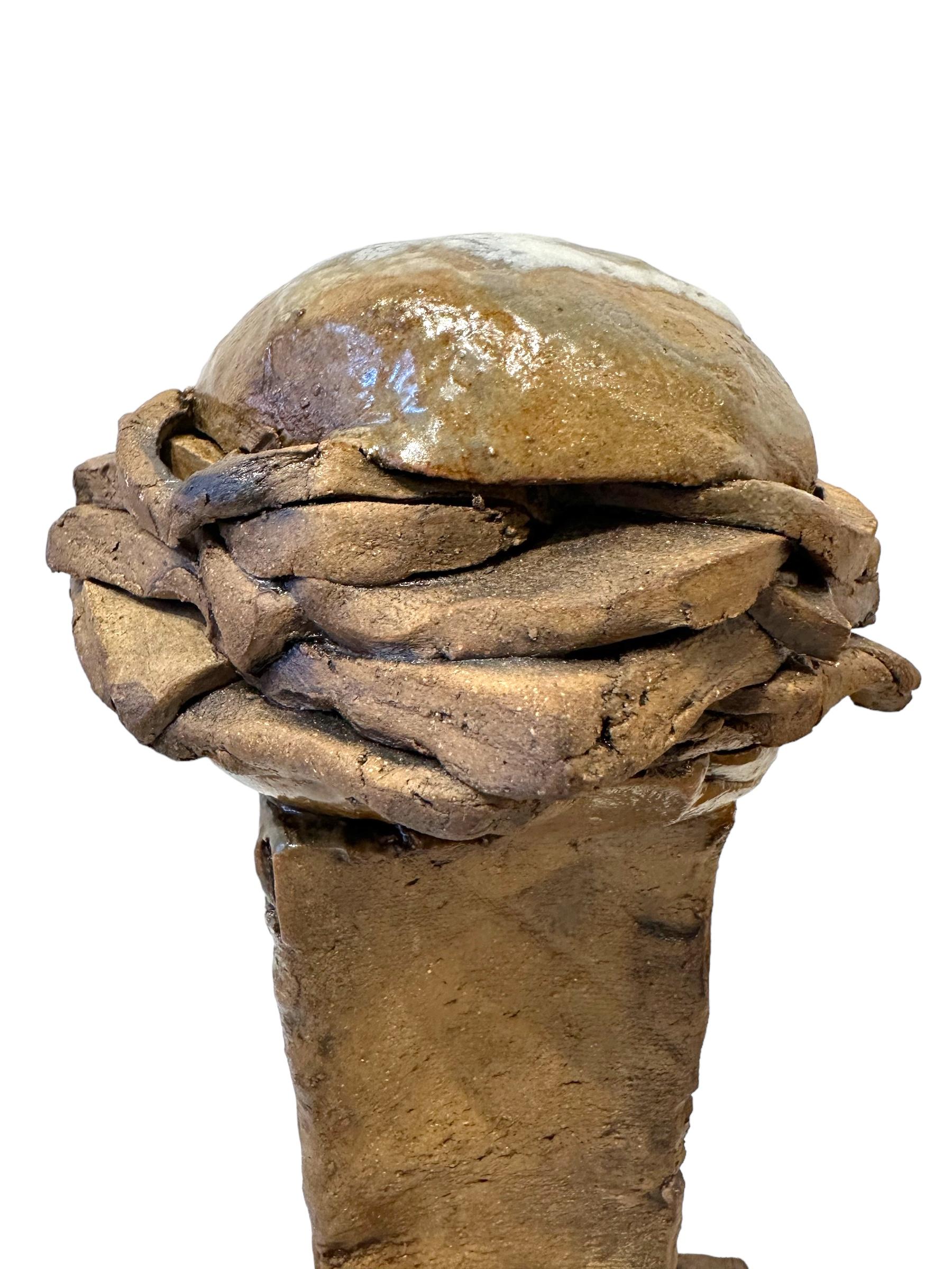 Ceramic Hand Built Earthenware Monument to a Hamburger For Sale