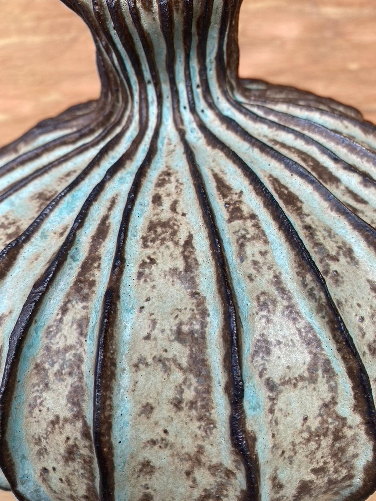 Bohemian Hand Built Glazed Ceramic Vase