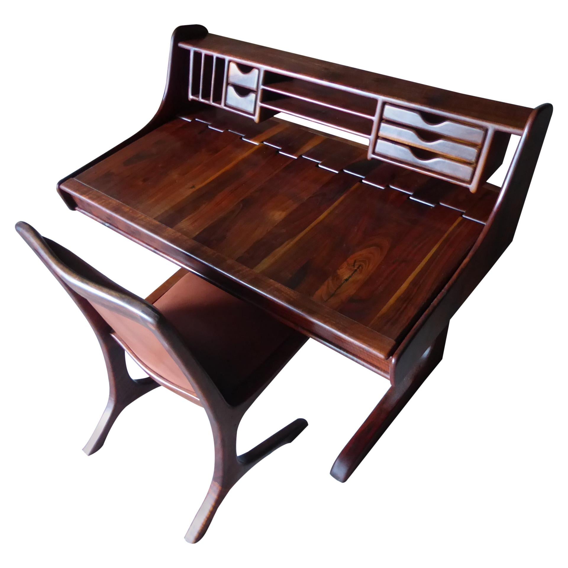 Hand Built Lift-Top Desk and Chair by California Artist Dale Holub circa 1970s For Sale