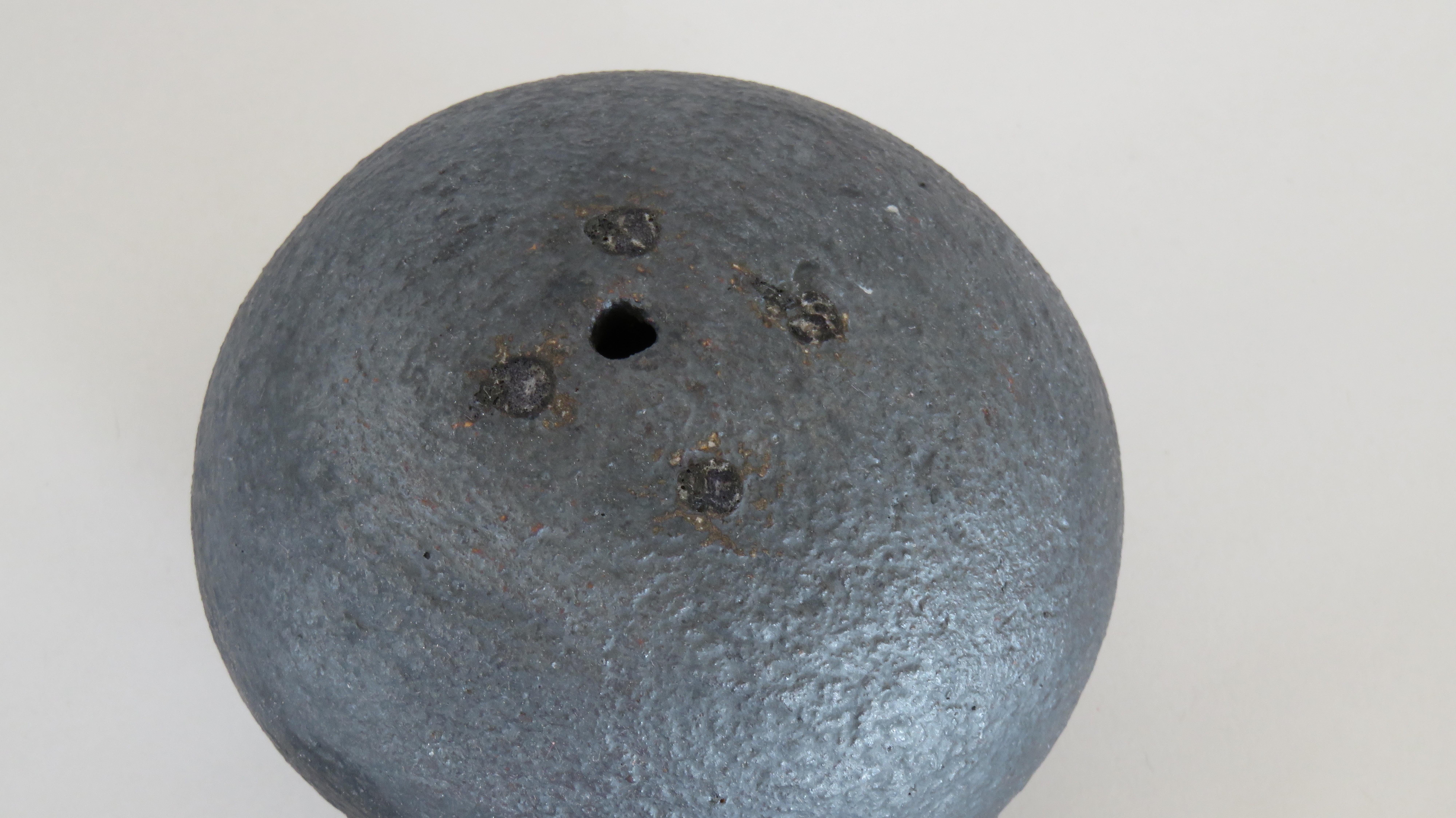 Hand Built Ceramic Sculpture, Metallic Black Sphere In New Condition In New York, NY