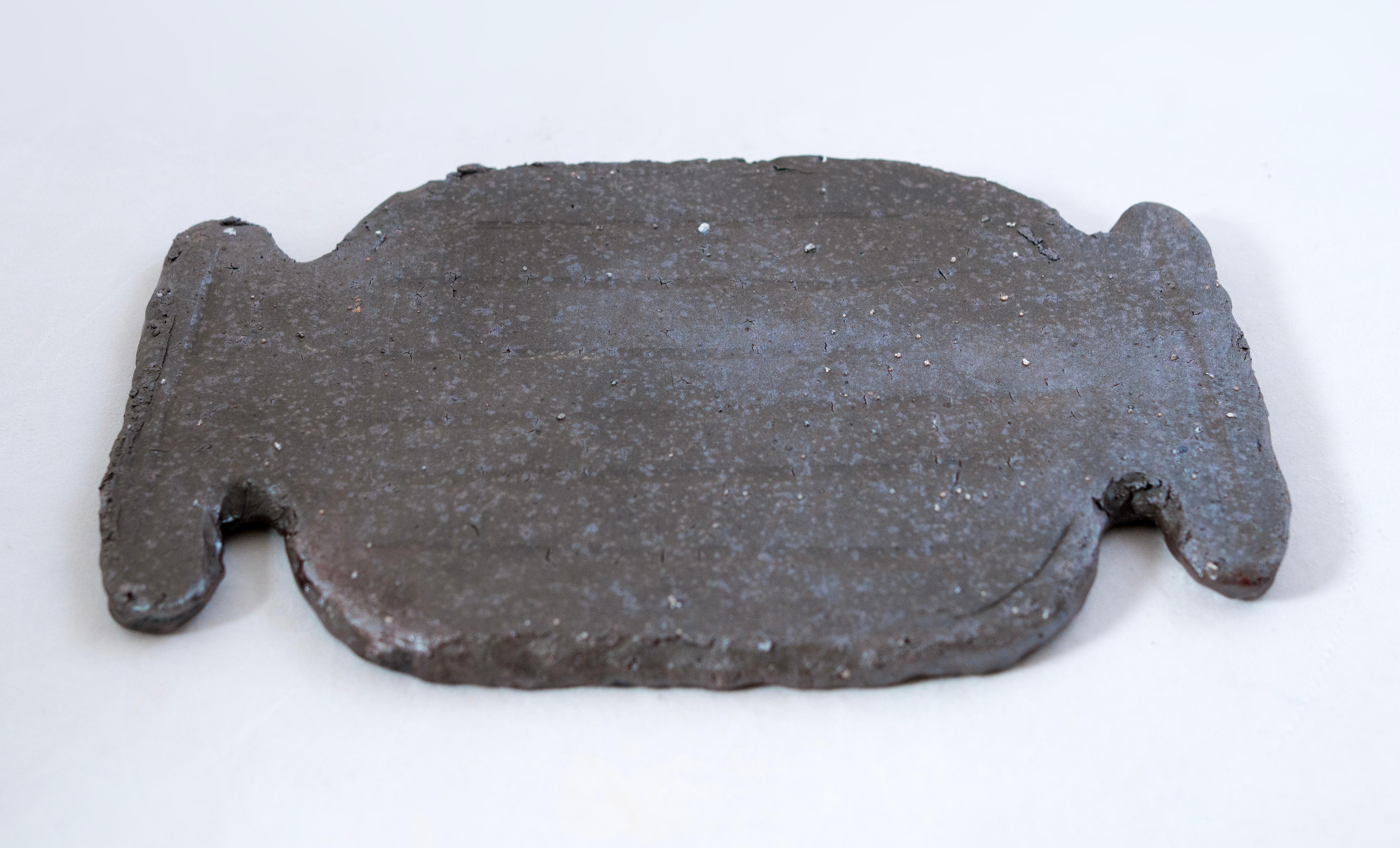 Organic Modern Hand Built Oil Spot Plate, from Shigaraki Series For Sale