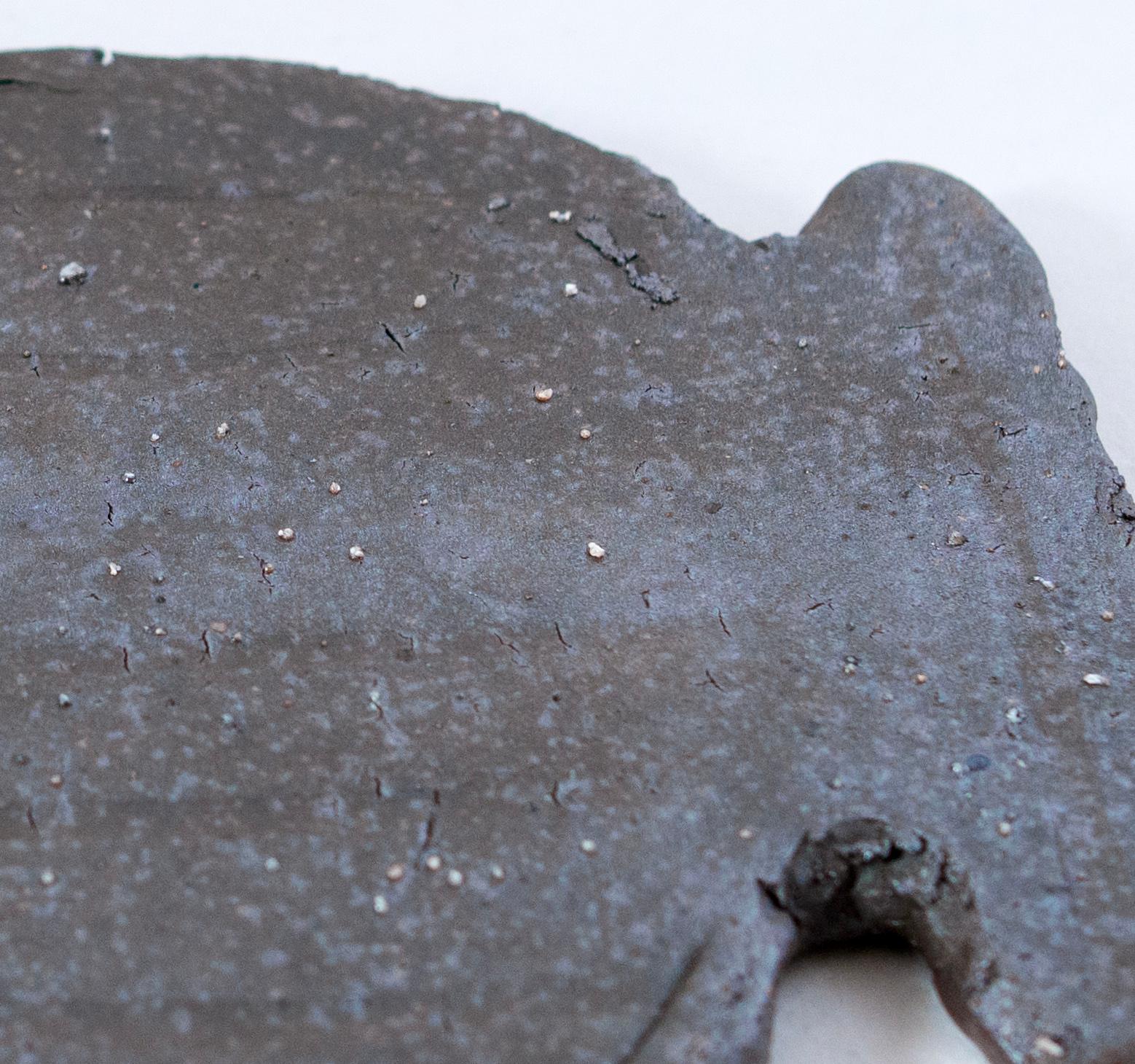 Glazed Hand Built Oil Spot Plate, from Shigaraki Series For Sale