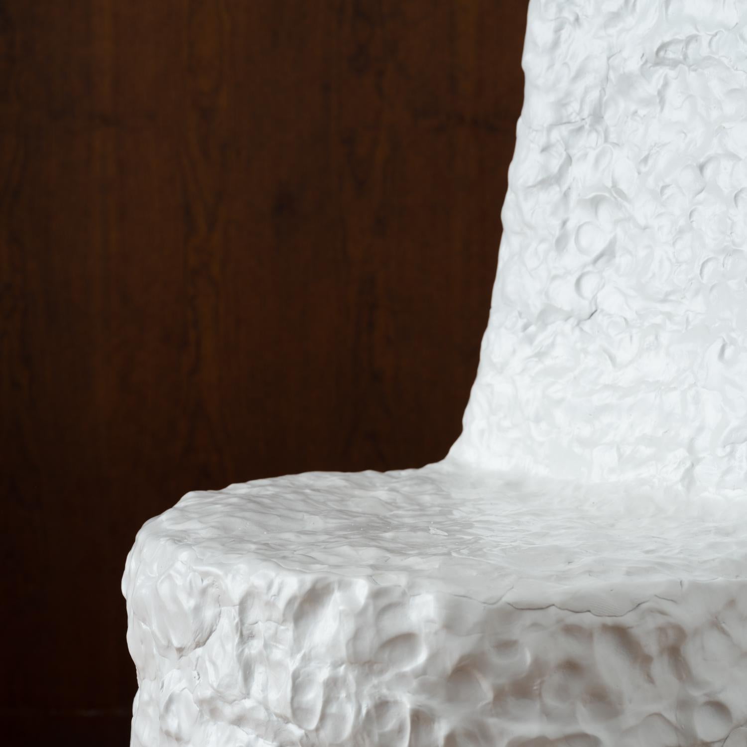 American Sculptural Hand-Built Ceramic High-Back Chair in White Glaze For Sale