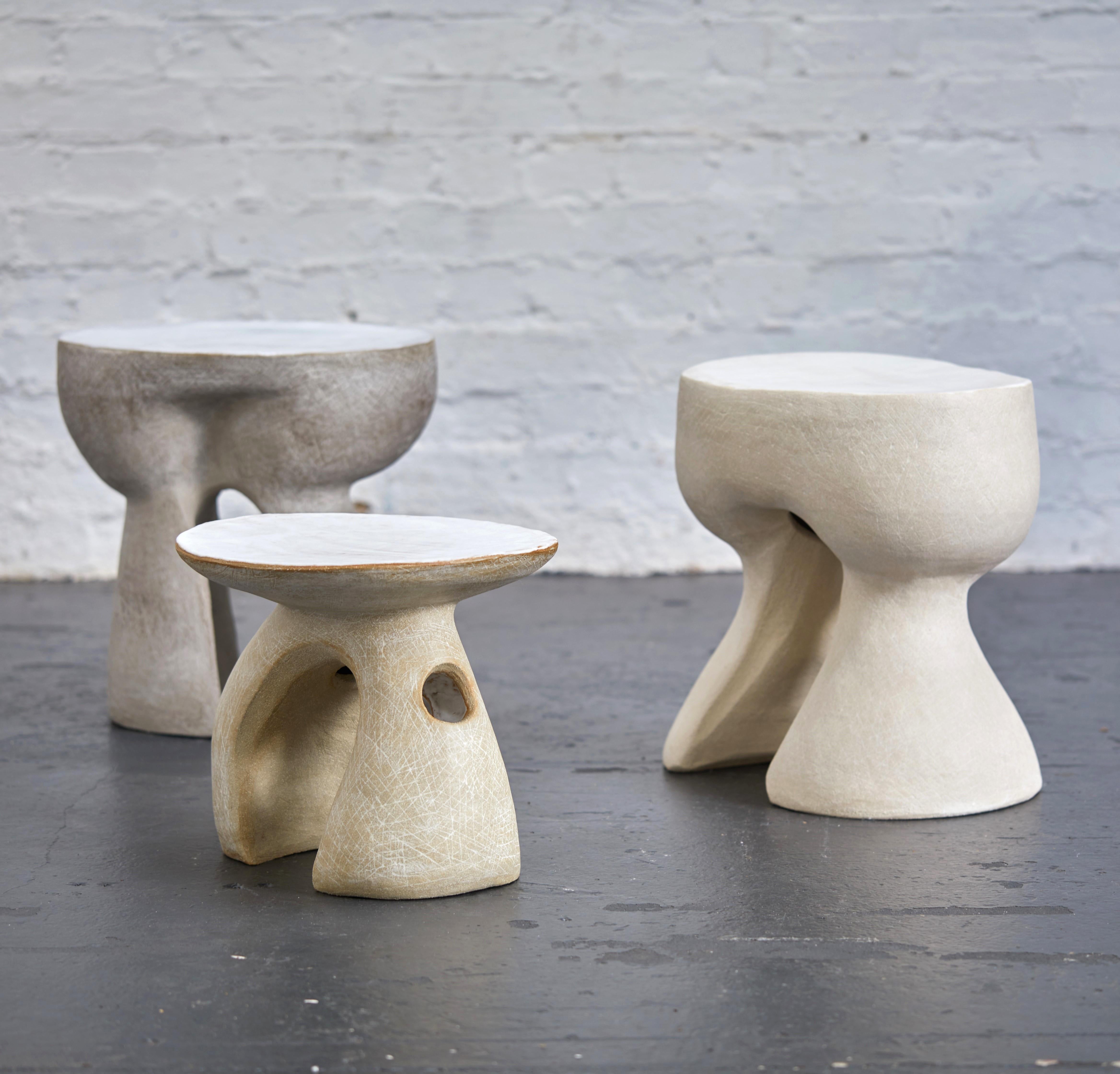 Contemporary Hand Built Sculptural Ceramic Side Table For Sale