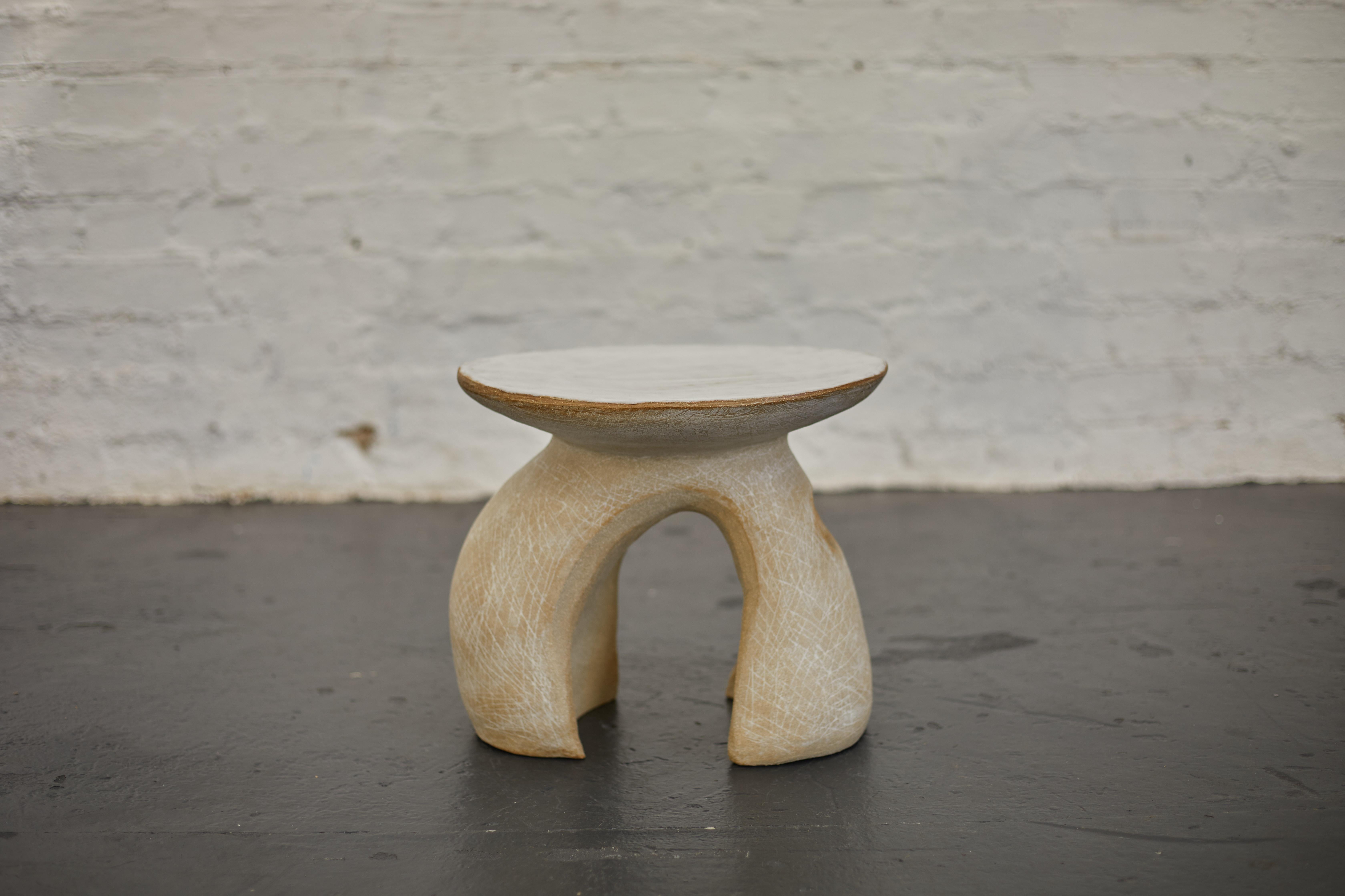 Hand Built Sculptural Ceramic Side Table For Sale 2